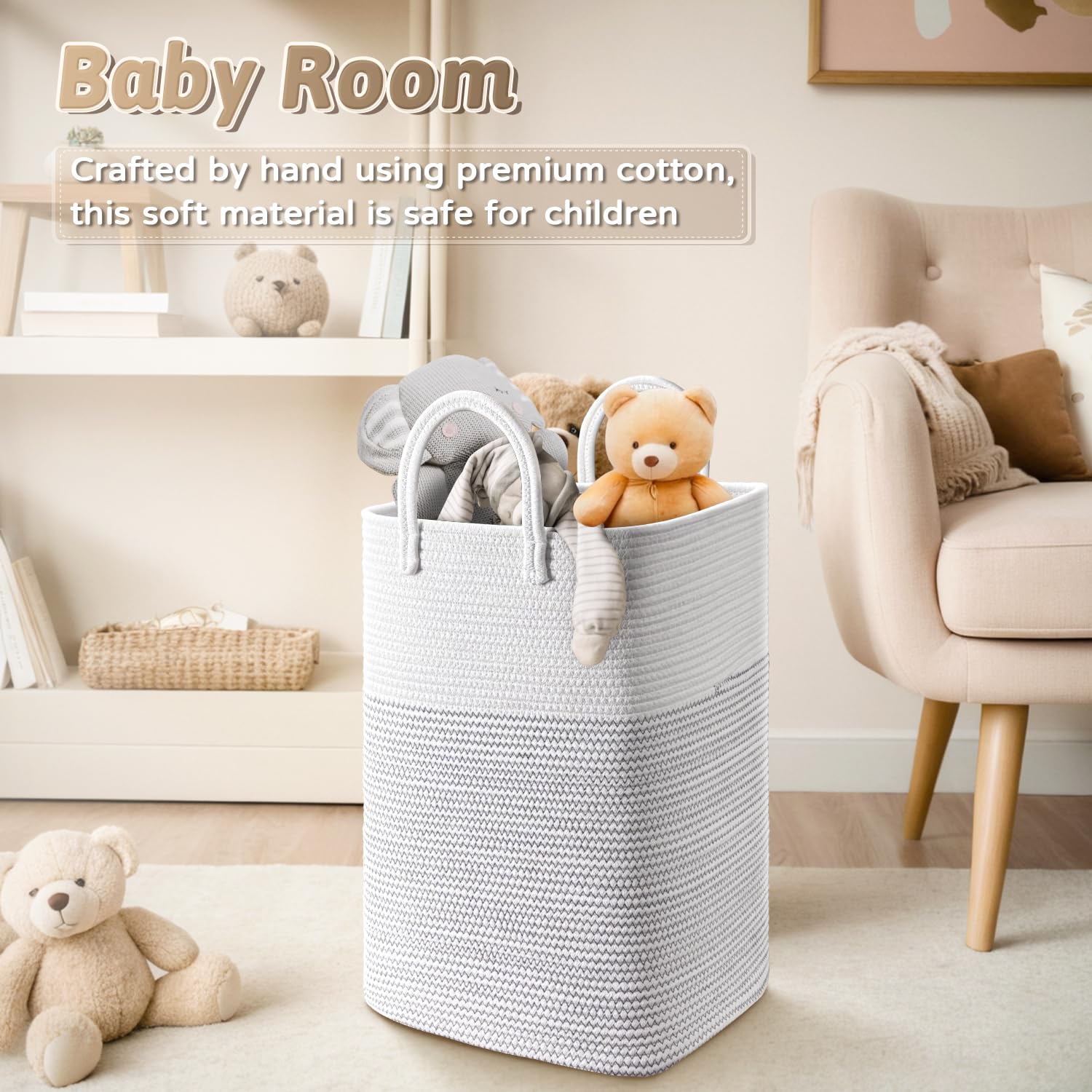 Artfeel Laundry Basket,Woven Cotton Rope Laundry Hamper,60L Versatile Storage For Dirty Clothes,Baby Toys,And Blankets In Bathro