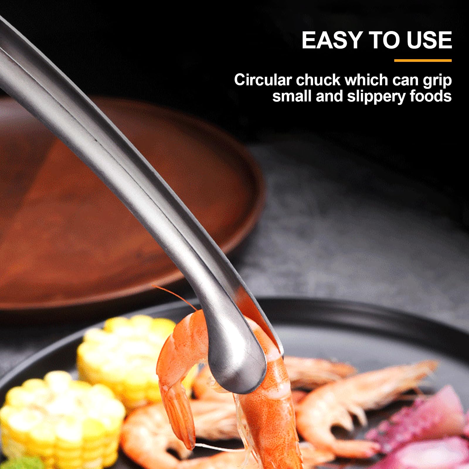 Yrmj 2 Pieces Stainless Steel Grill Tongs For Korean And Japanese Bbq Clean & Convenient Use,Non-Slip Serrated Tips,Ideal For Co