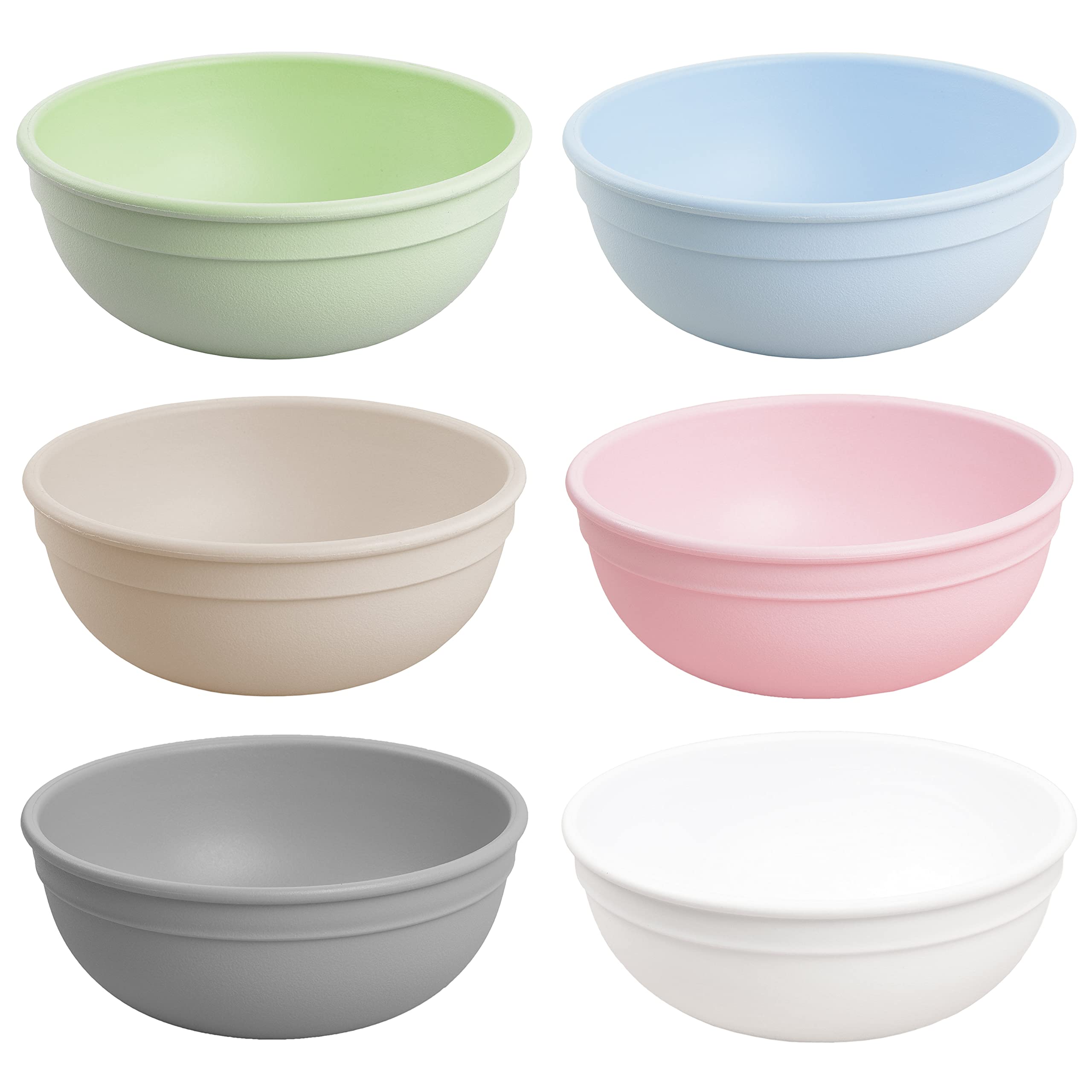 Re-Play Made in USA 20 Oz. Reusable Plastic Bowls, Set of 6 - Dishwasher and Microwave Safe Bowls for Snacks, Cereals, and Every