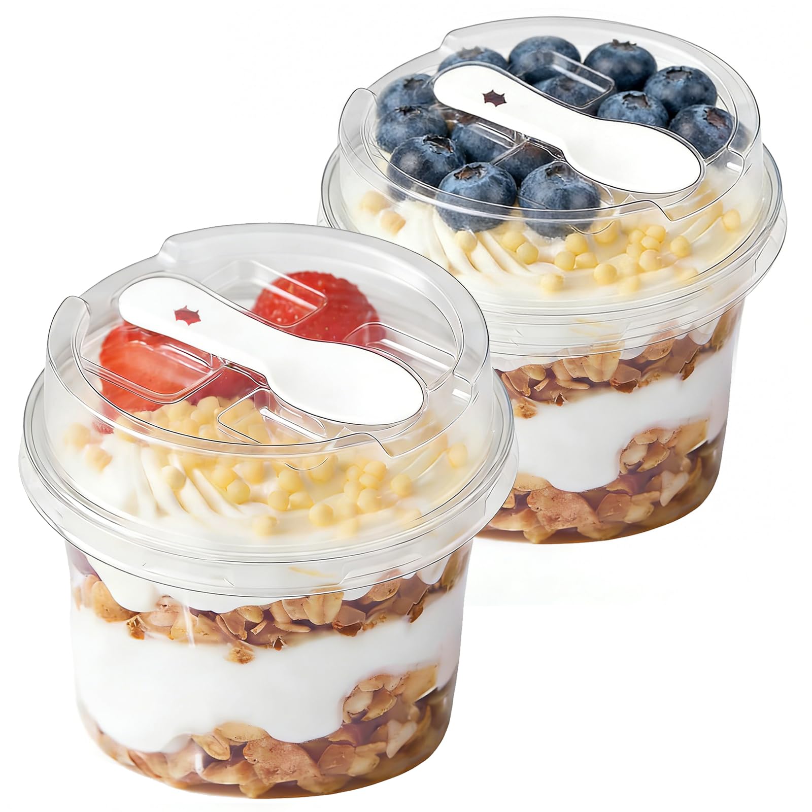EWAFILU 50 Pack 8.5 oz Plastic Dessert Cups with Lids and Spoons, Mini Yogurt Parfait/Appetizer Cup with Lids for Party for Pudd