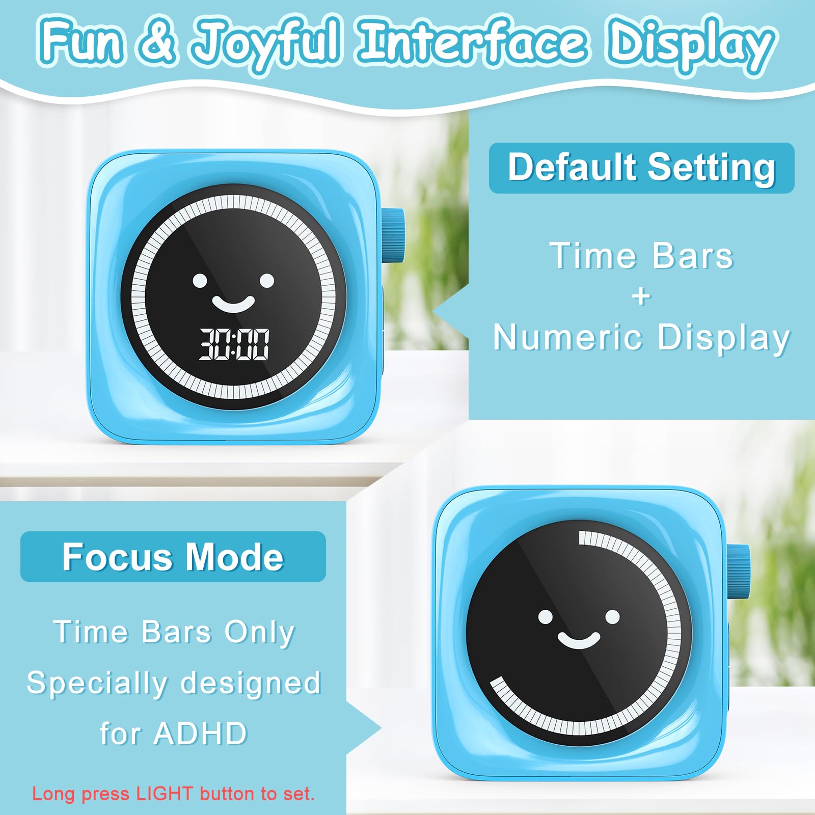 HAUKINIX Visual Timer for Kids, 99 Minute Countdown Timer, Blue, Plastic, Model KD001A, Ideal for Classroom and Homeschool Use