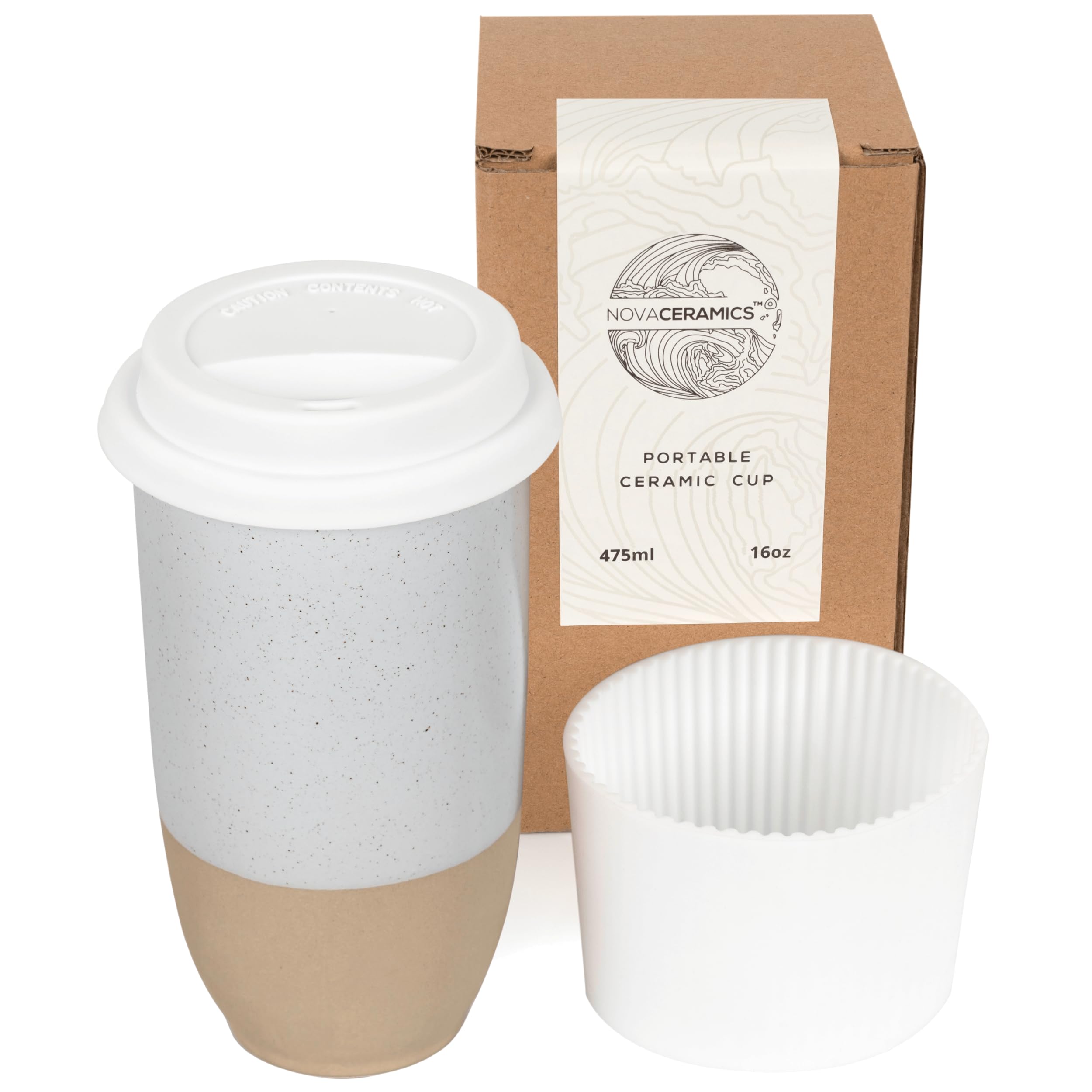 NOVA CERAMICS Travel Mug - Coffee Mug Travel - Microwave & Dishwasher Safe Coffee Clay Tumbler - Gifts For Women Men Him Her - 1
