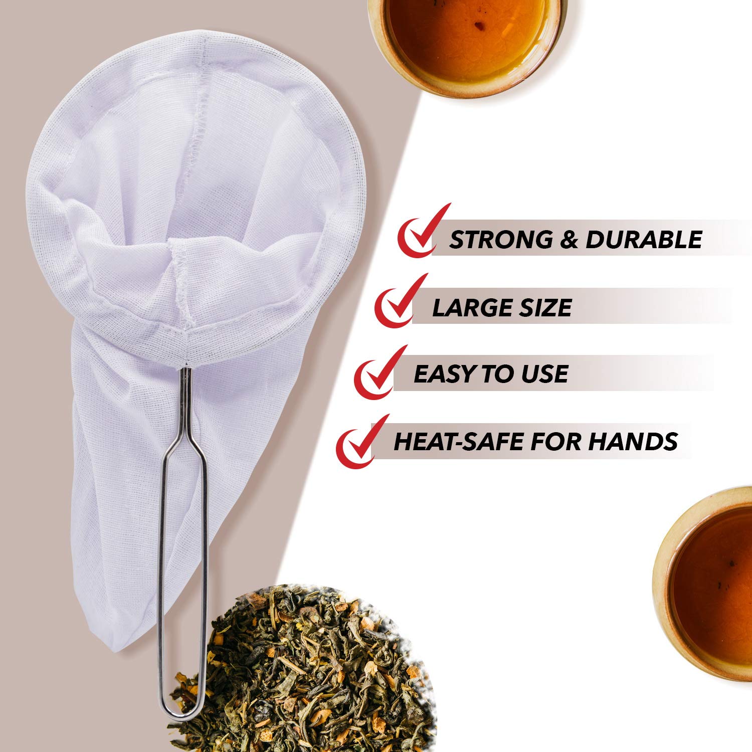 Ddpremium Tea Filter Reusable Stainless Steel Strainer, Friendly Using Durable, For A Healthier Tea Experience - Compatible With