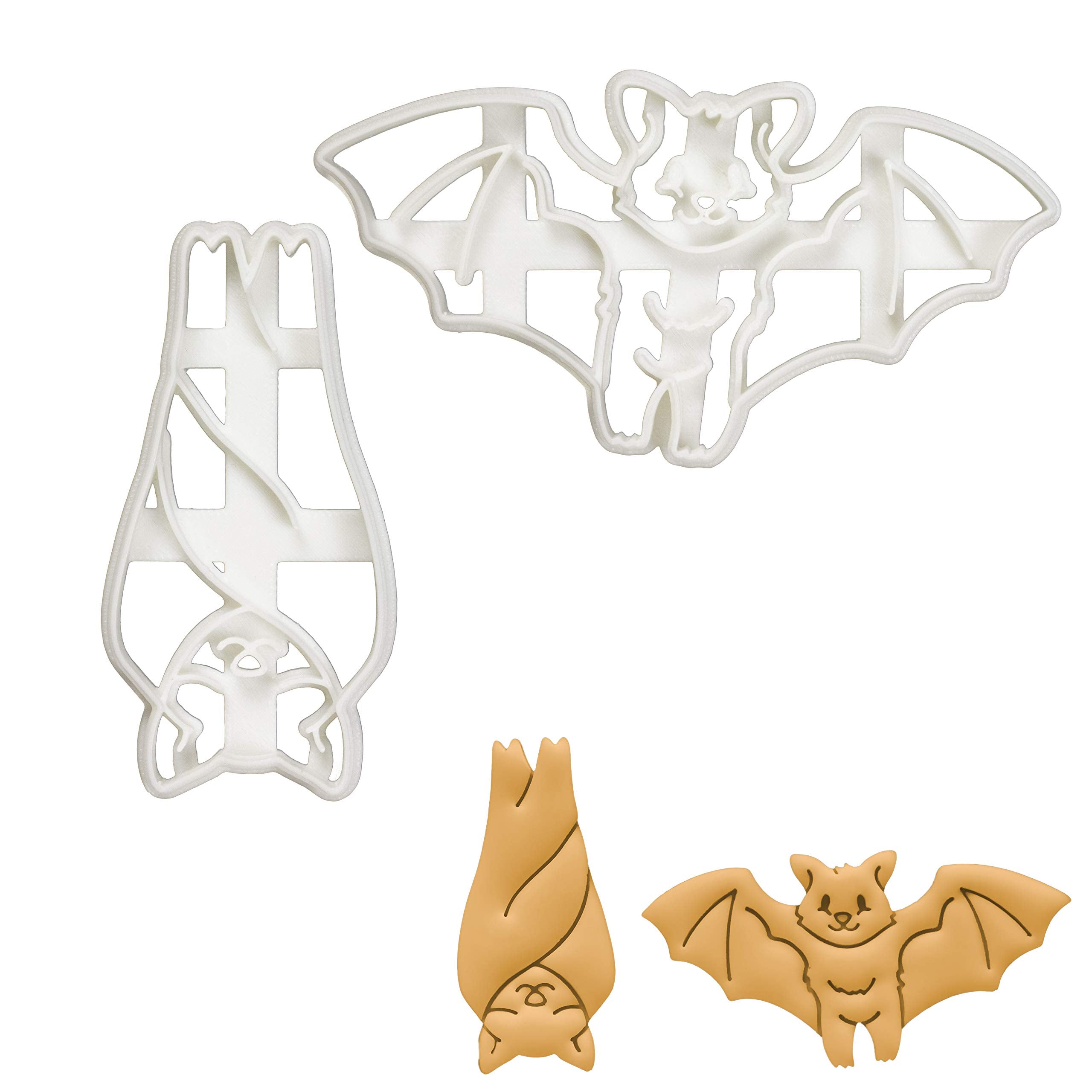 Set Of 2 Bat Cookie Cutters (Designs: Sleeping And Flying), 2 Pieces - Bakerlogy