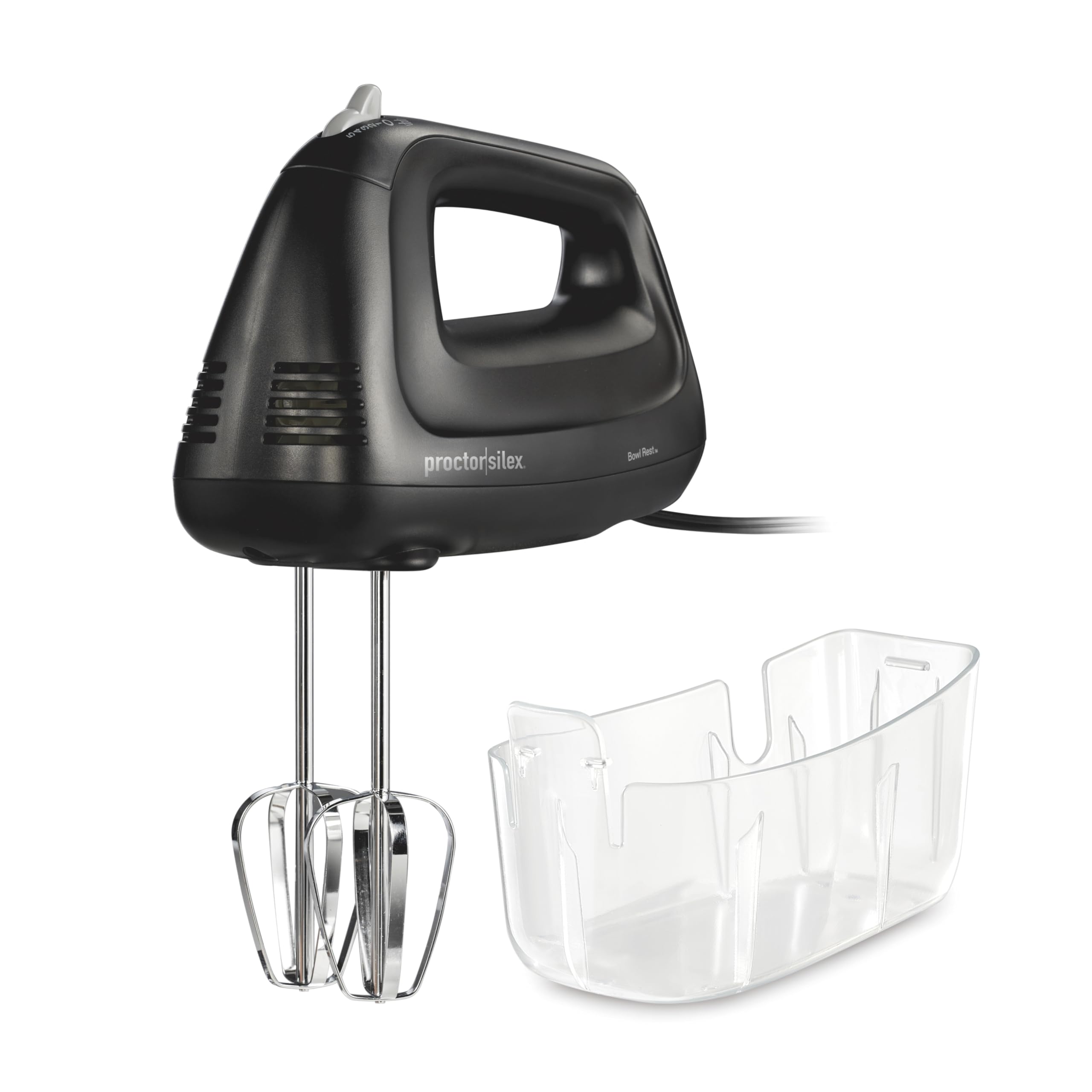 Proctor Silex Easy Mix 5-Speed Electric Hand Mixer with Bowl Rest, Compact and Lightweight, 215 Watts of Peak Power, Storage Cas