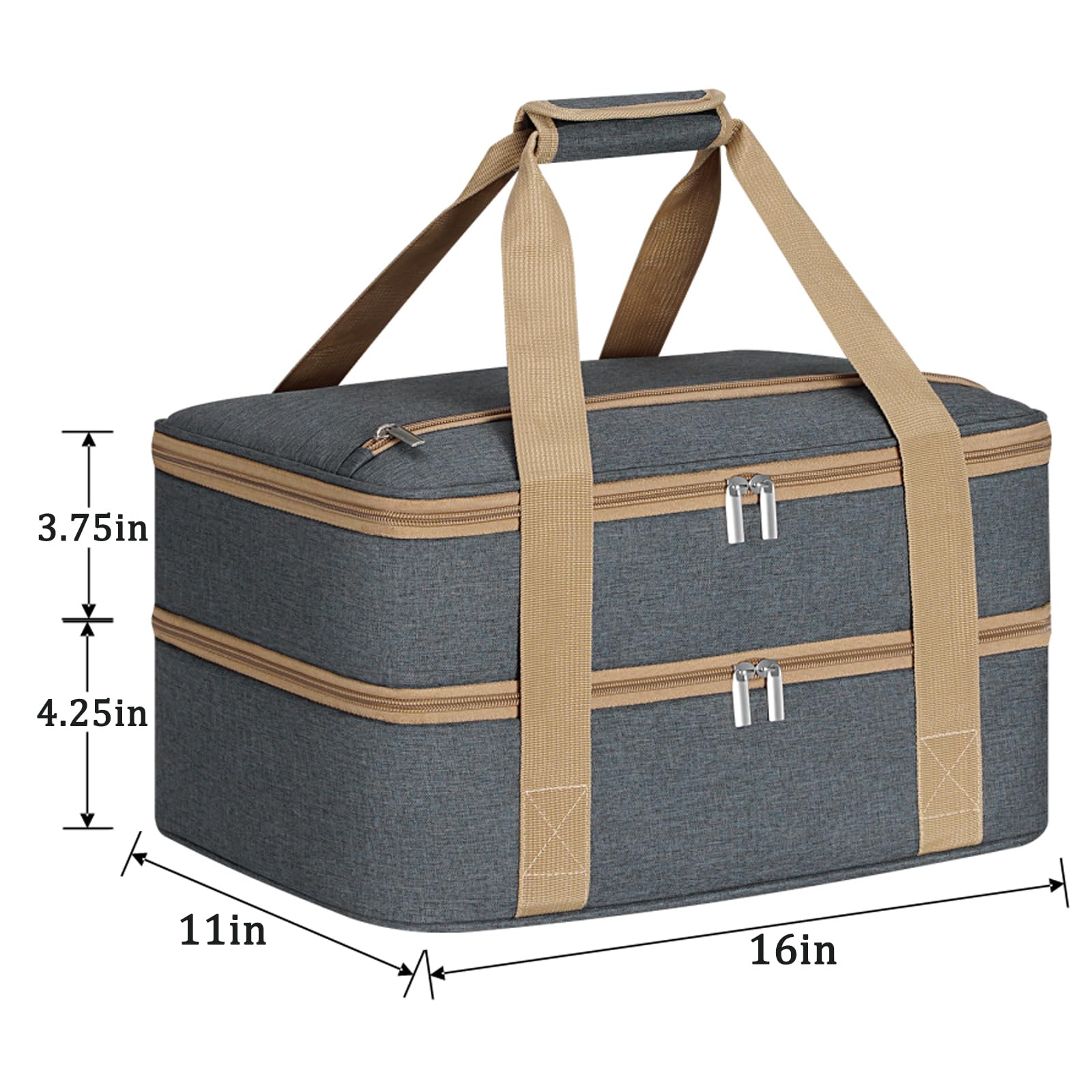 Double Insulated Casserole Carrier With Zipper Pockets, Casserole Carriers For Hot Or Cold Food, Insulated Food Carrier For Part