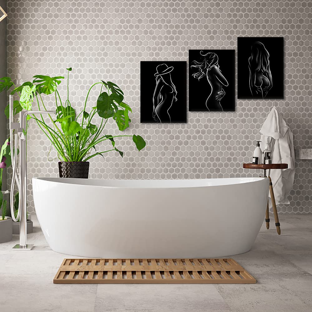 Yatsen Bridge Sexy Canvas Wall Art For Bedroom Abstract Naked Woman Black And White Line Drawing Pictures Sexy Theme Artwork For
