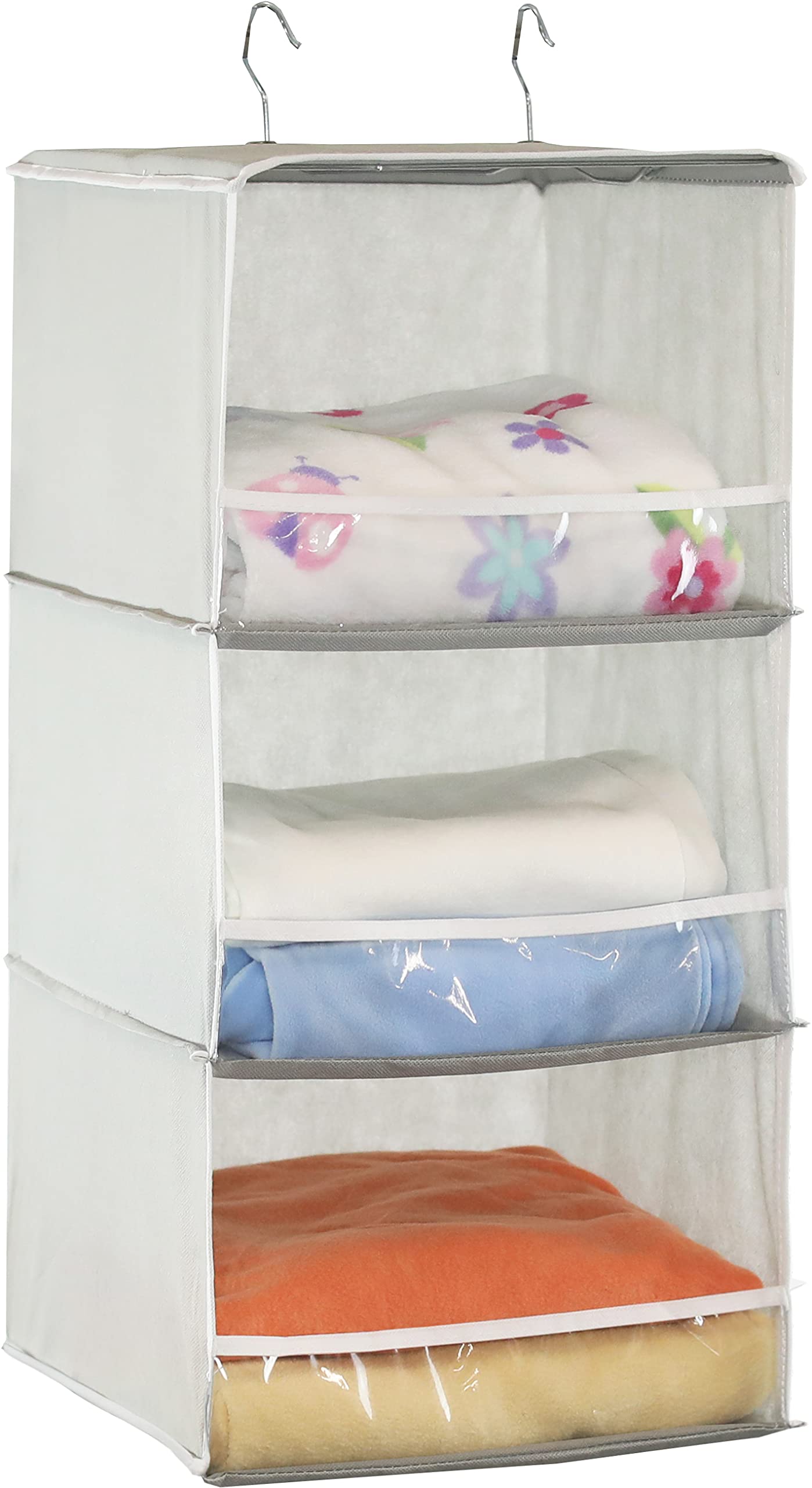 Simple Houseware 3 Shelves Hanging Closet Organizer With Front Stopper, Grey