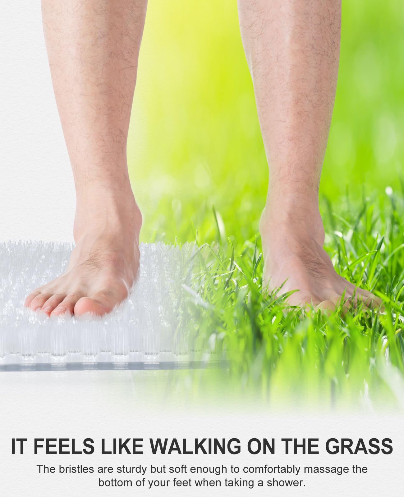 Othway Non Slip Grassy Bathtub Mat : 25.6X13.4 Inches Sturdy But Soft Anti Fatigue Bath Mat_Quick Drain Shower Floor Mat With So