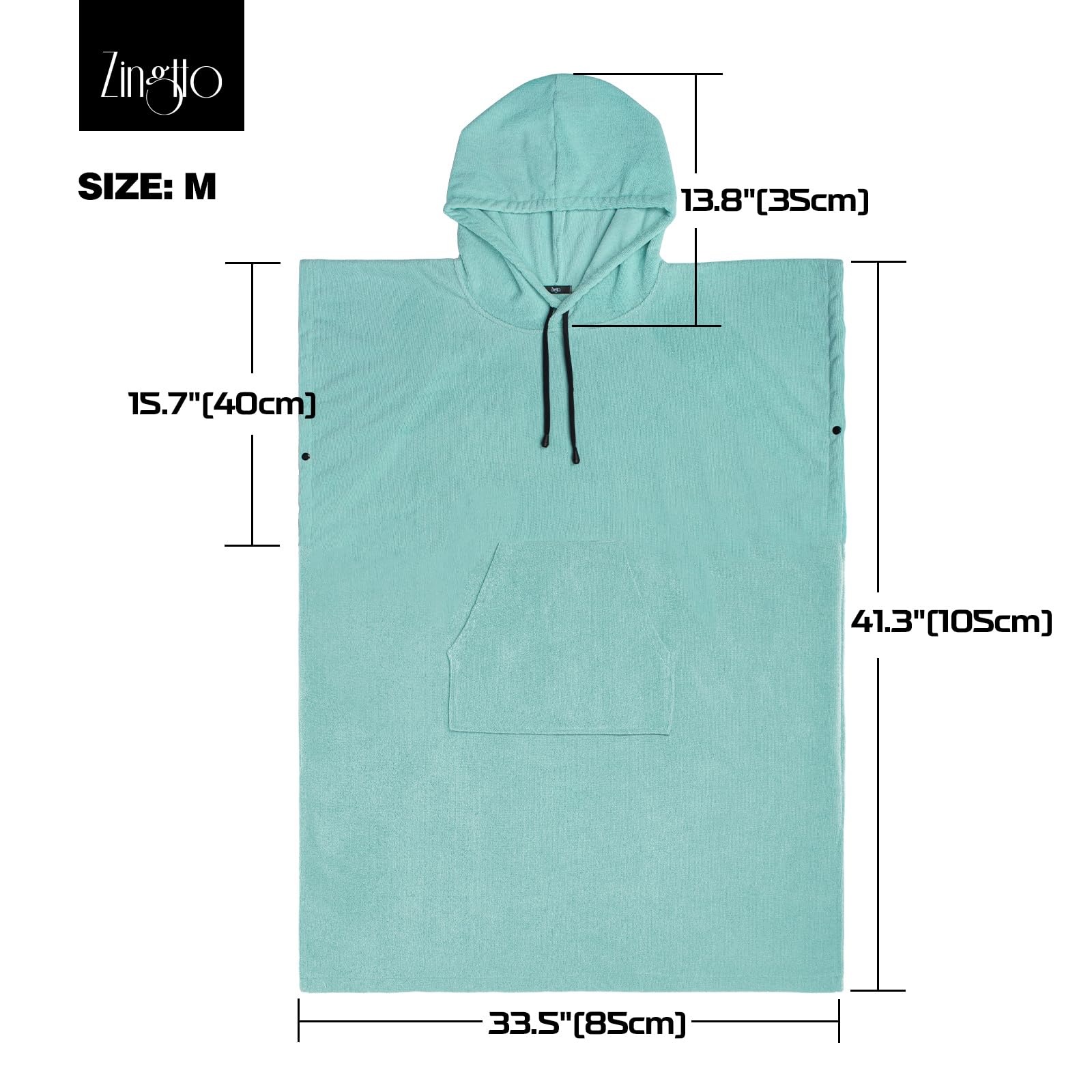 Zingtto Surf Poncho Changing Robe Extra Large Thick Towel Poncho For Men Women With Hood Pocket For Beach Swimming, 41''X33'', T