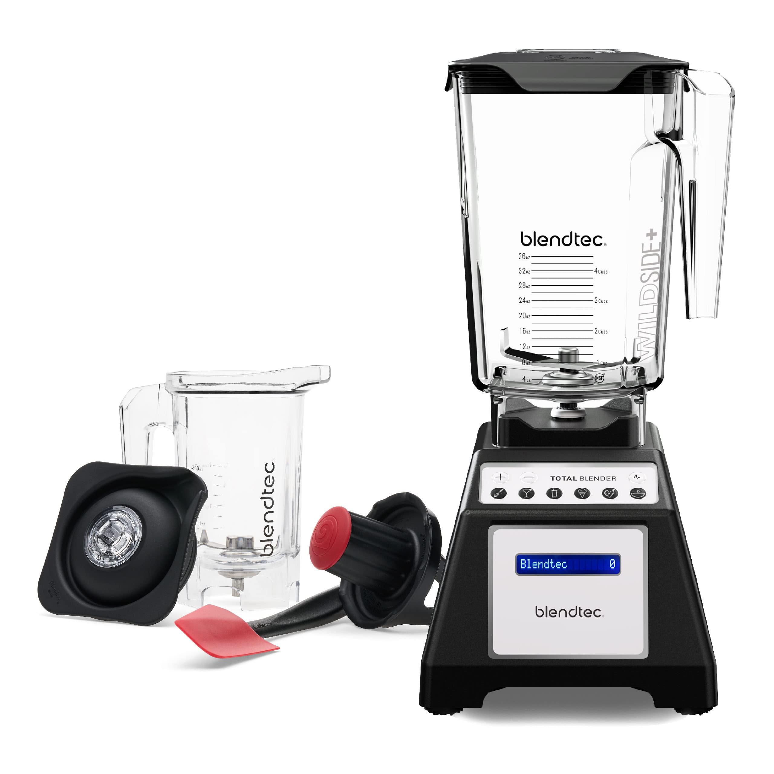 Blendtec Total Classic Original Blender, 90 Oz Wildside+ Jar, 24 Oz Twister Jar, And Spectacula Spatula - Black