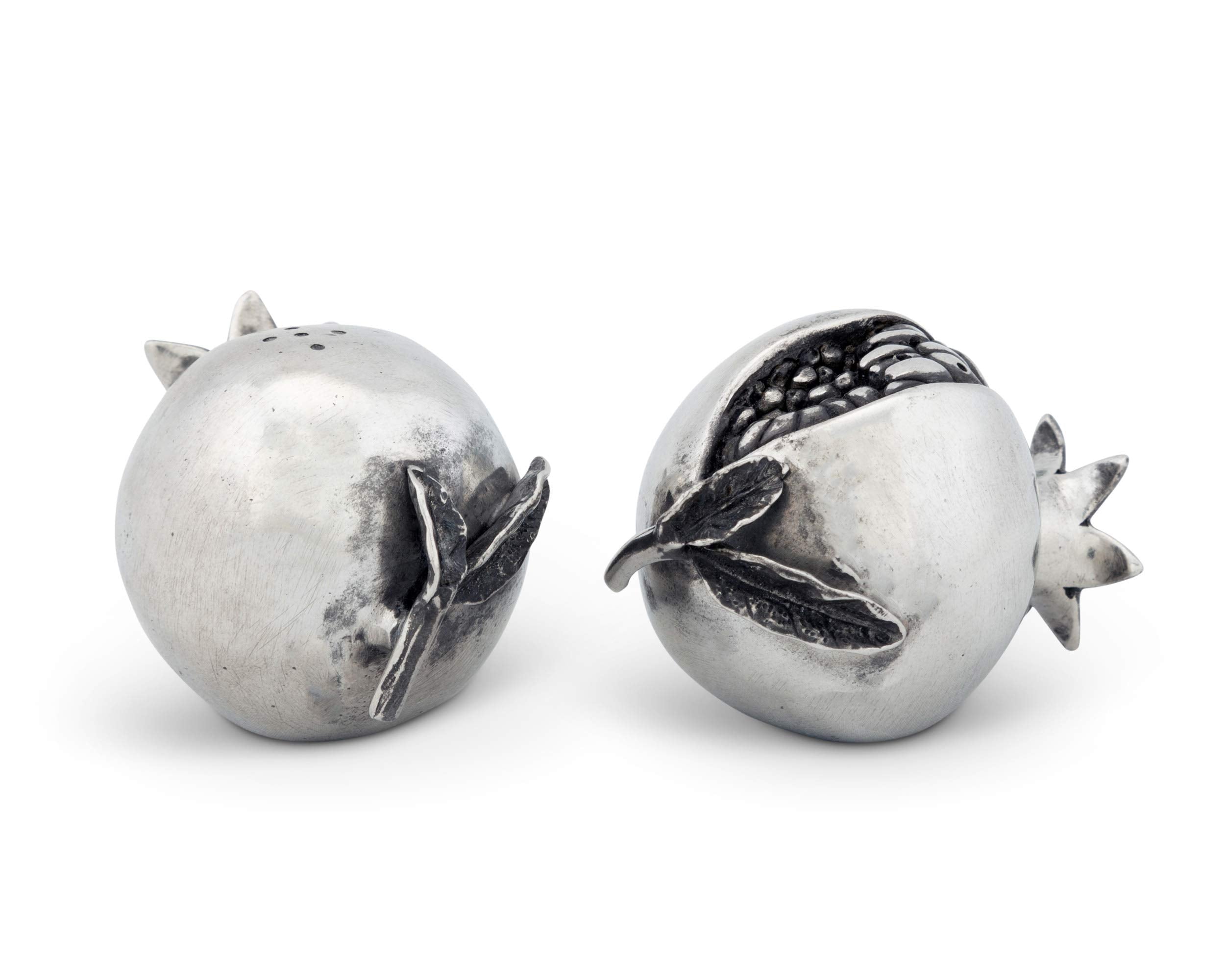 Vagabond House Pewter Pomegranate Metal Salt And Pepper Shaker Set 2.5 Inch Long
