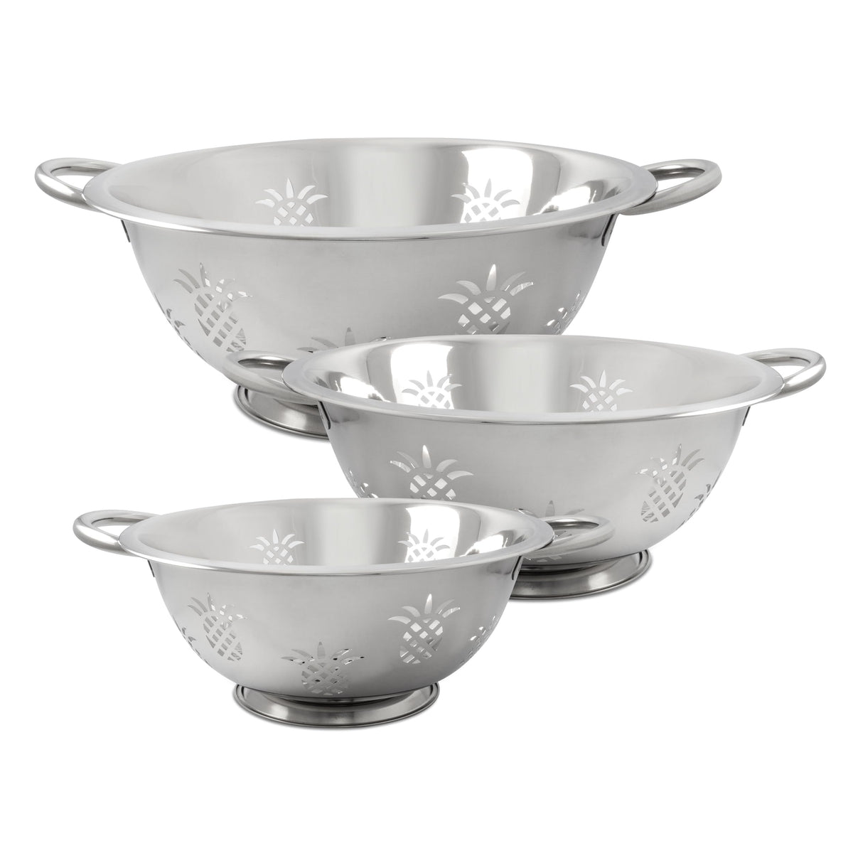 Excelsteel 730 Stainless Steel Pineapple Colanders, Set Of 3