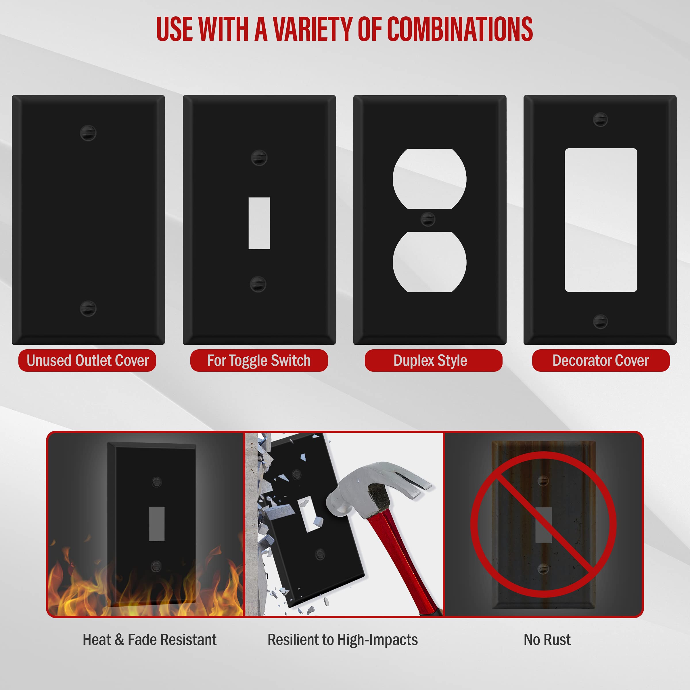 Enerlites Toggle Light Switch Metal Cover Plate, Wall Plate, Corrosion Resistant, Standard Size 1-Gang 450 X 276, Powder Coated