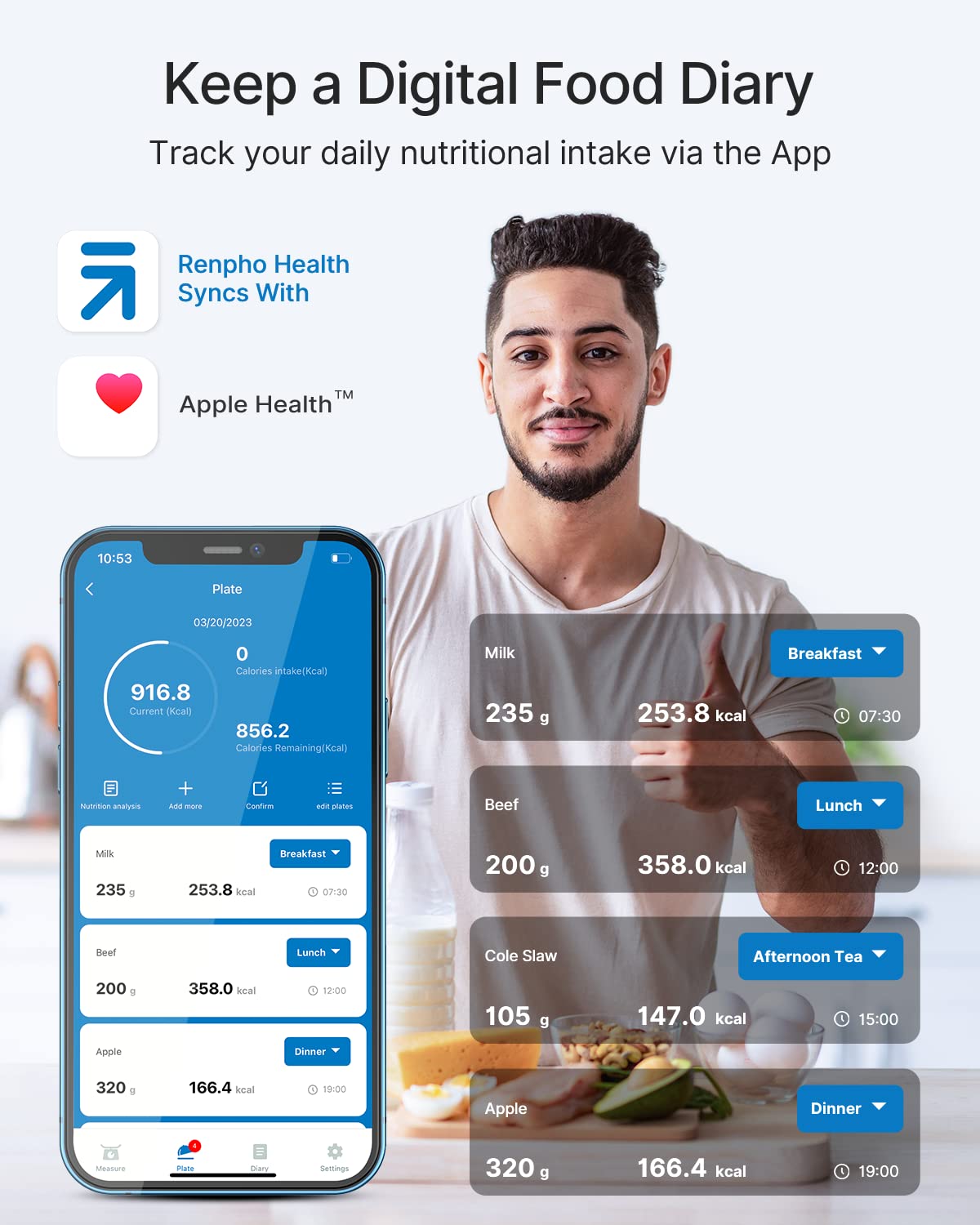 Renpho Digital Food Scale, Kitchen Scale Weight Grams And Oz For Baking, Cooking And Coffee With Nutritional Calculator For Keto