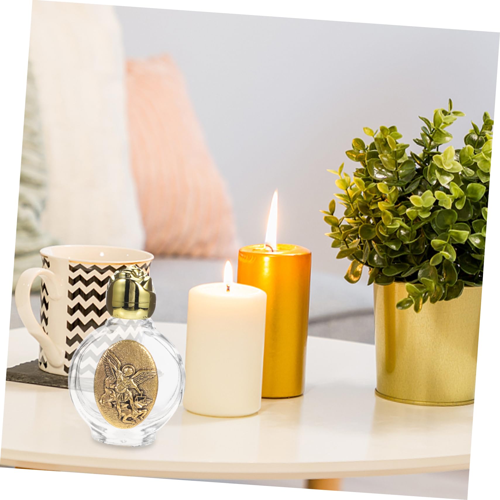 KONTONTY 4Pcs Embossed Holy Water Bottles for Catholic Use Mini Glass Containers for Church Baptism and Blessing Ceremonies Deco