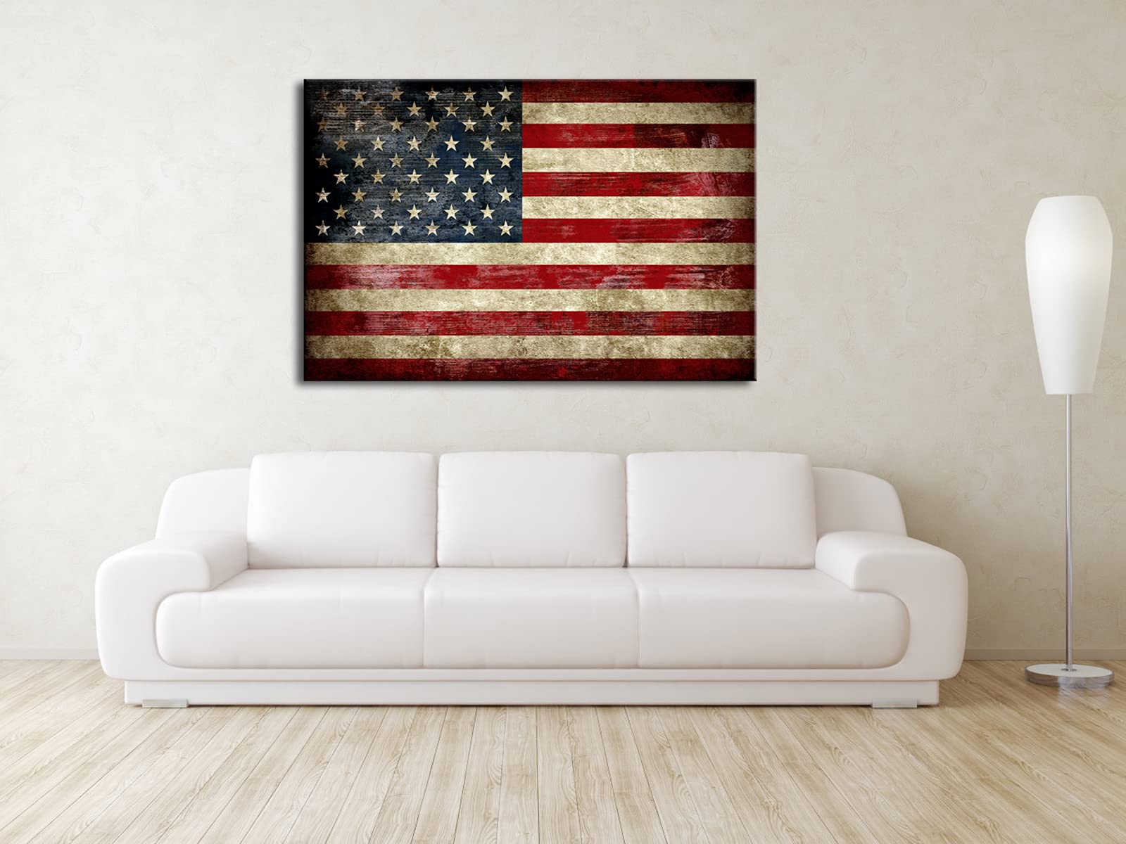Pyradecor Extra Large Old Vintage American Flag Canvas Prints Wall Art Pictures Paintings For Living Room Office Home Decoration