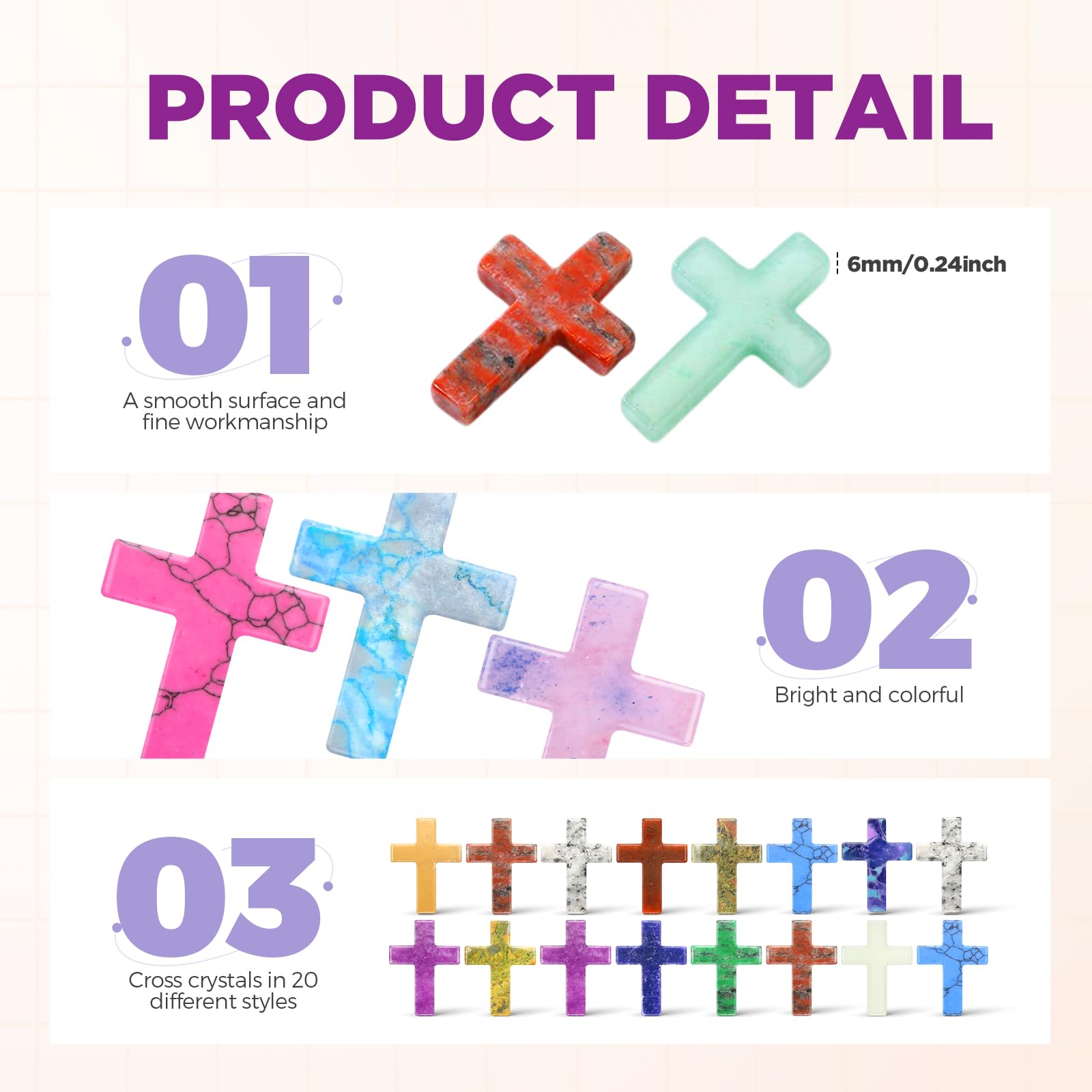 Nuenen 50 Pcs Cross Crystal Stone Bulks 1   Natural Crystal Wall Cross Shaped Worry Stones Charm Palm Pocket Quartz Gift Hallowe