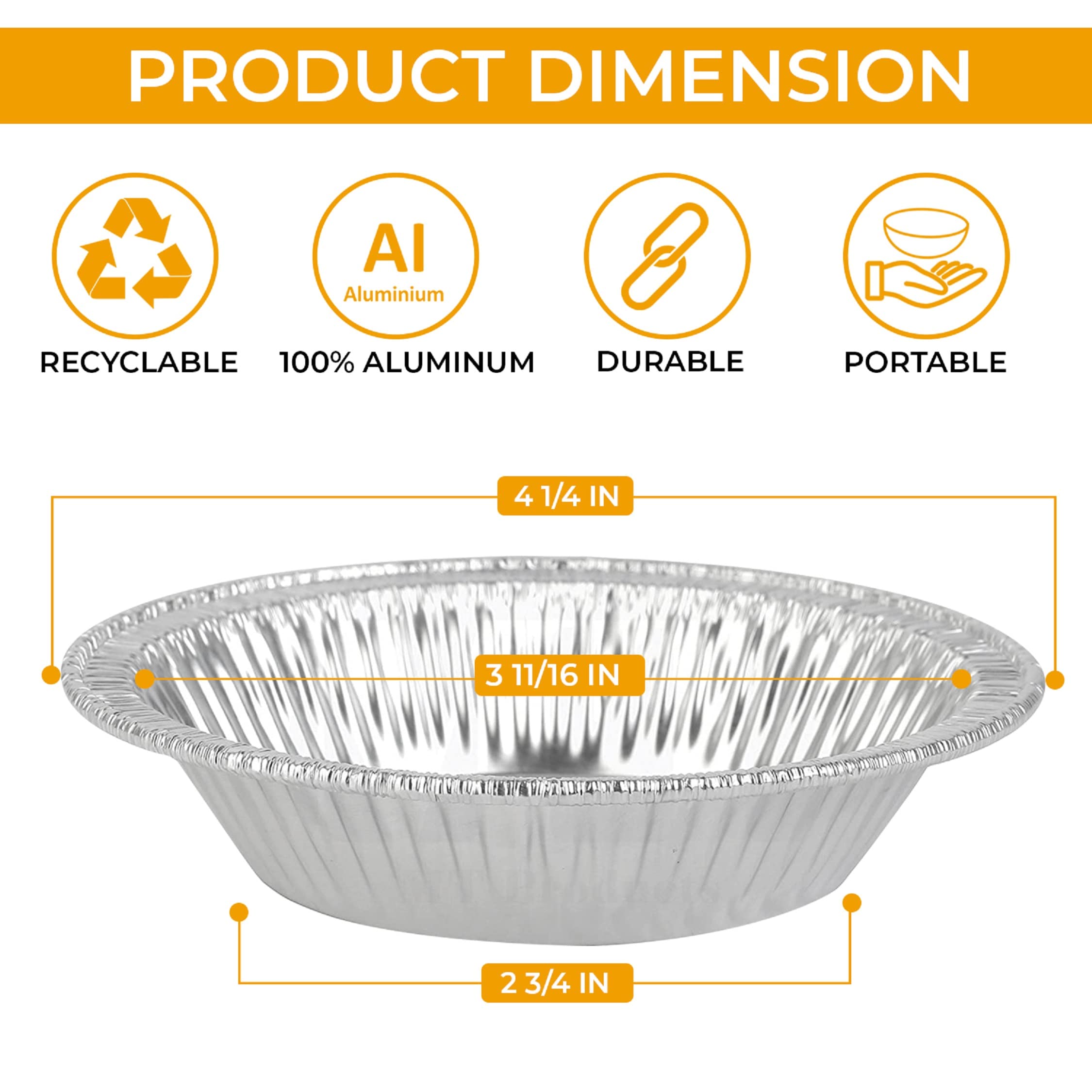 The Baker Celebrations Aluminum Foil Disposable Baking Tart Pans 4-1/4 Inches - Pie Tins - Small Pan - Made In Usa (Pack Of 100)