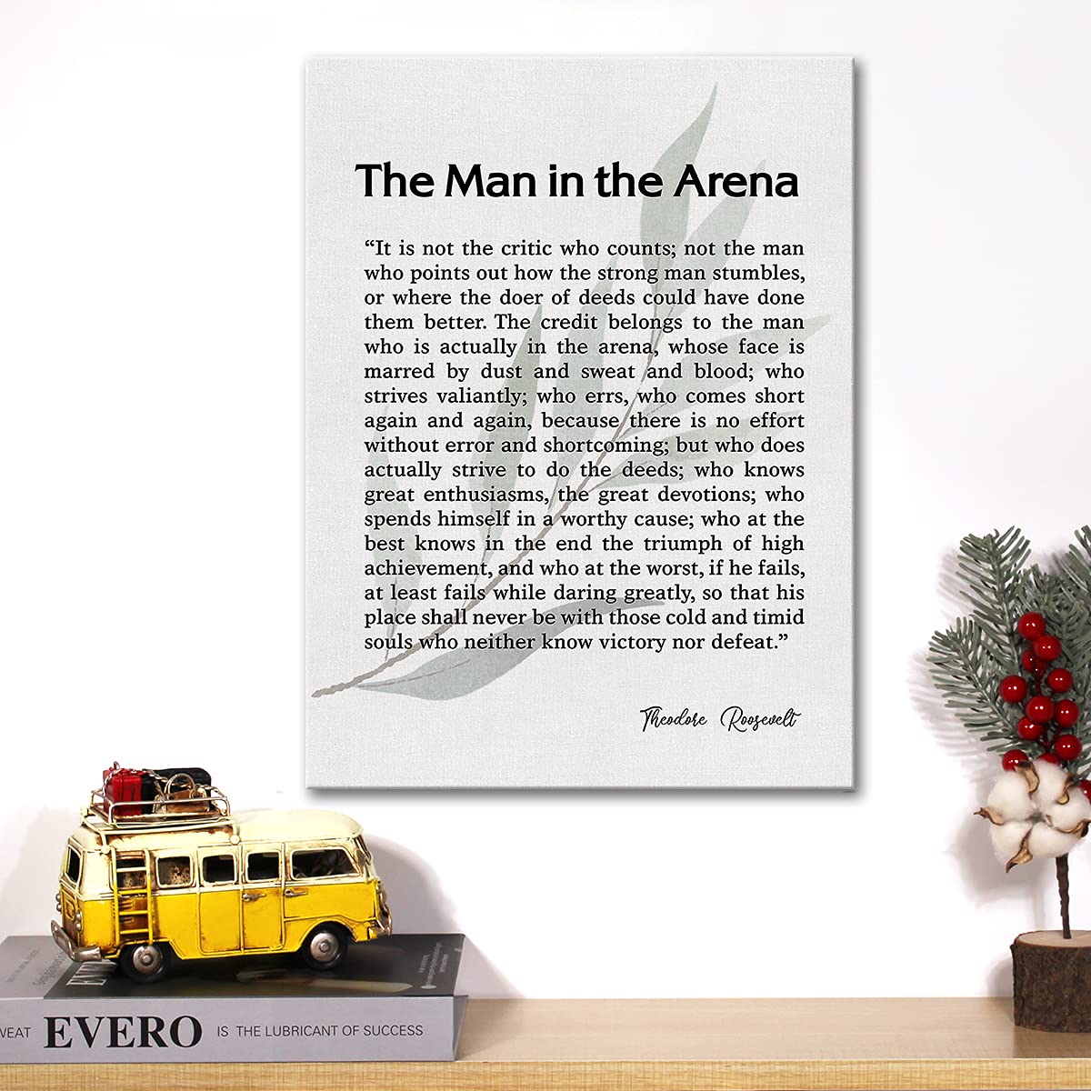 The Man In The Arena Quote Canvas Wall Art Motivational Quotes Theodore Roosevelt Speech Canvas Print Positive Canvas Painting O