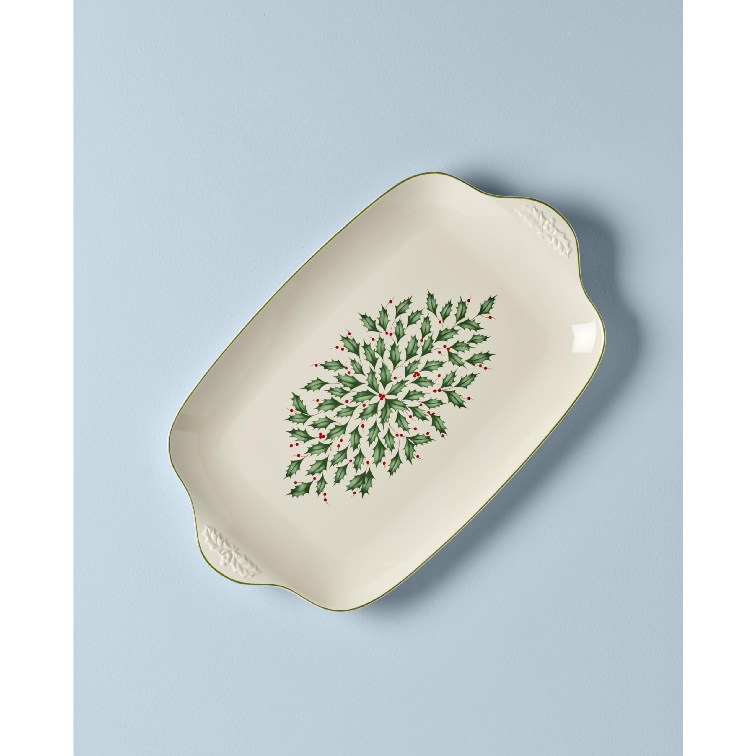 Lenox Holiday Large Serving Platter, 6.0 Lb, Red & Green