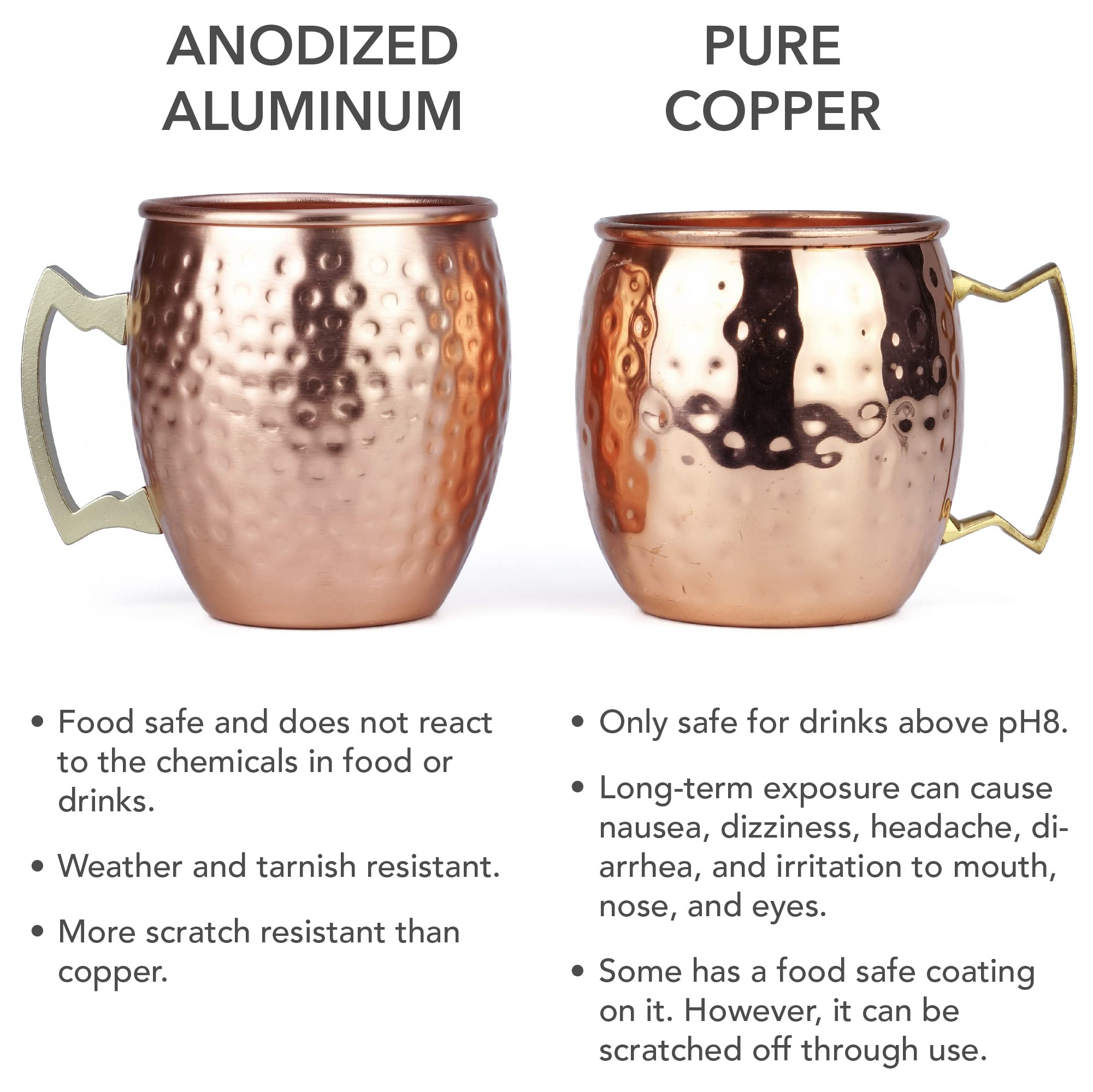 Arora Metal Moscow Mule Copper Color Tumbler, Aluminum 22Oz Cup, Set Of 4