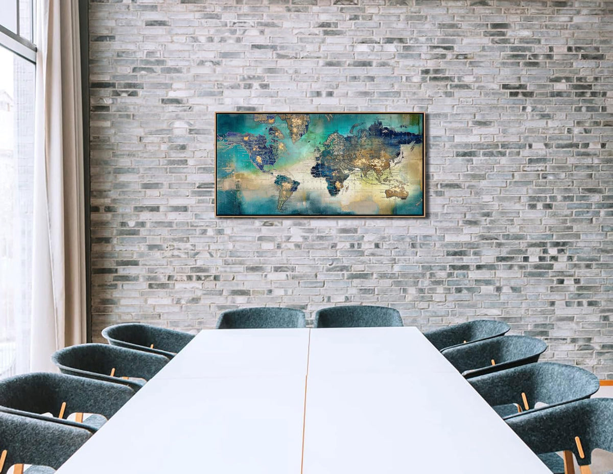 Large World Map Canvas Prints Framed Wall Art For Living Room Office 2 ...