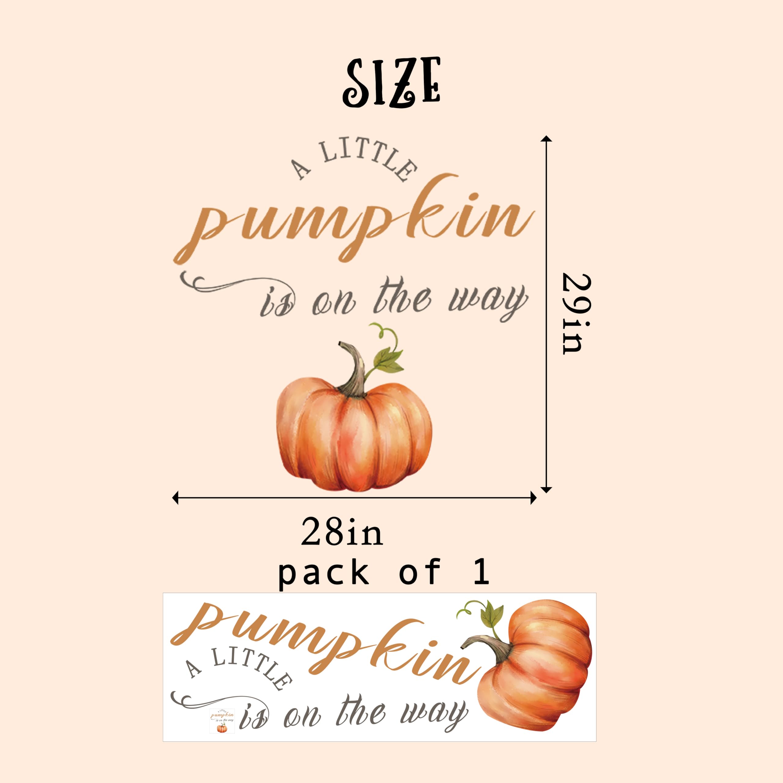CIEQR A Little Pumpkin is On The Way Decal Sign - Little Pumpkin Baby Shower Decorations Decal Sign, Fall Halloween Gender Revea