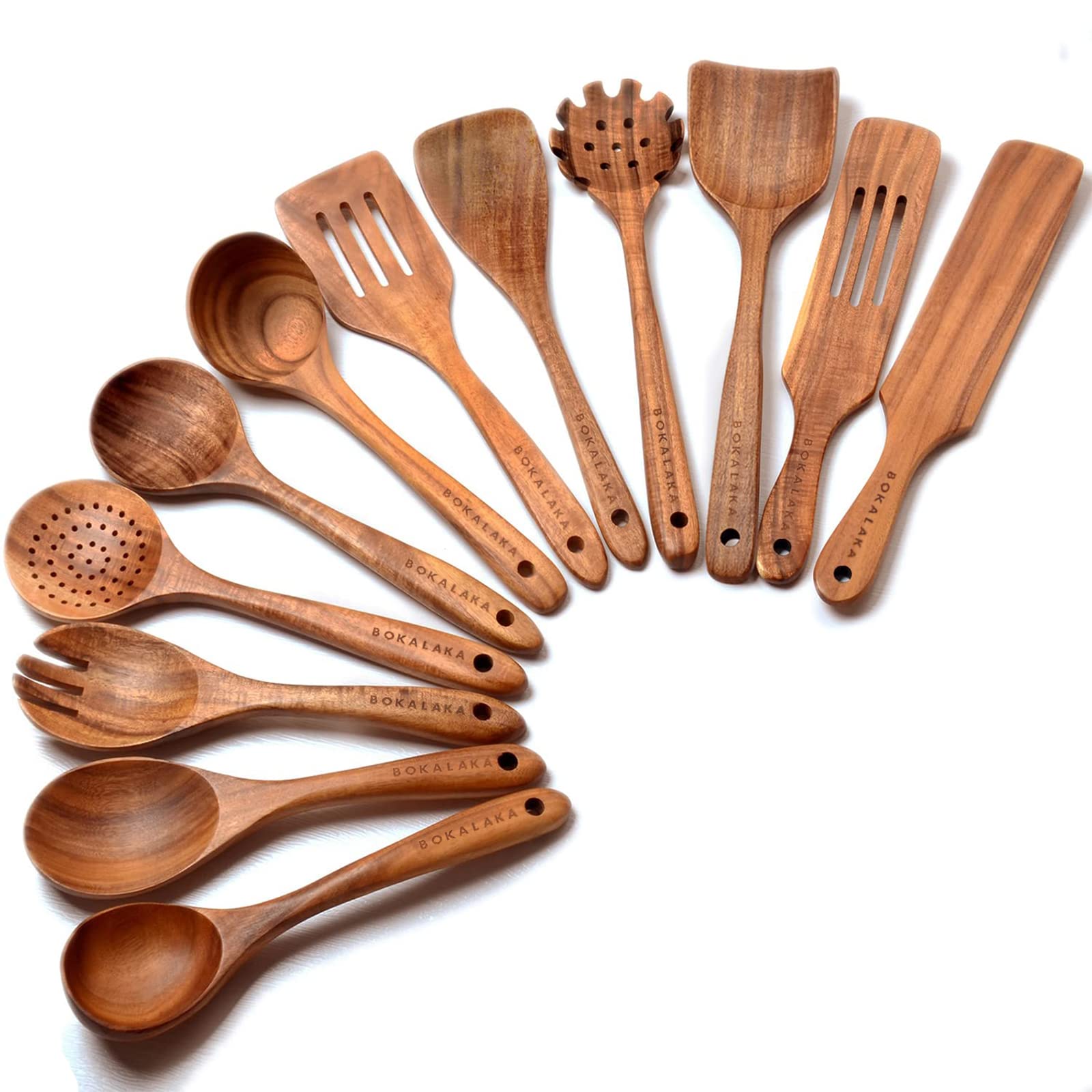 Wooden Spoons For Cooking,12 Pack Wooden Utensils For Cooking Wooden Kitchen Utensils Set Wooden Cooking Utensils Natural Teak W
