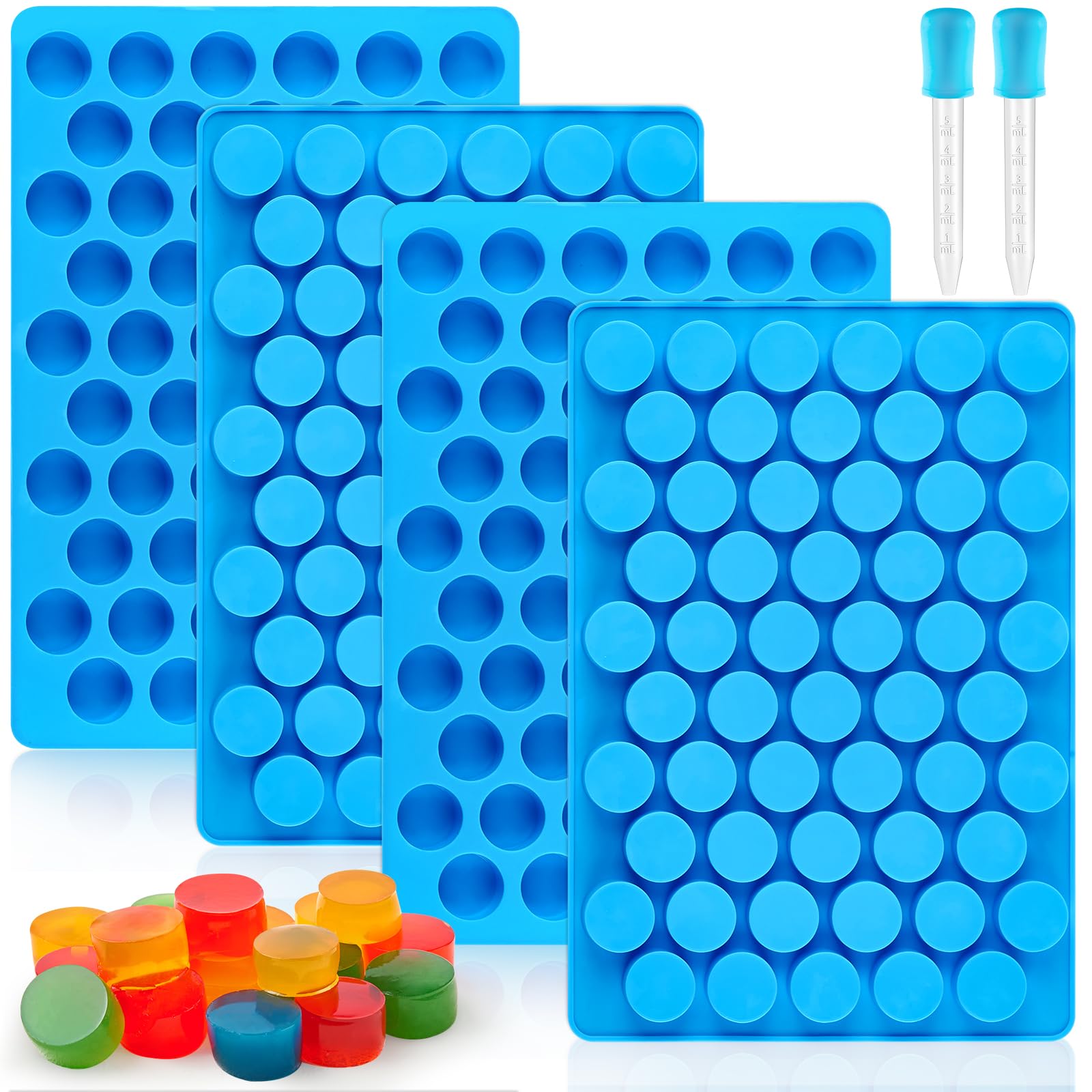 Puyeipt Silicone Gummy Candy Molds, 4 Pack, 220 Cavities