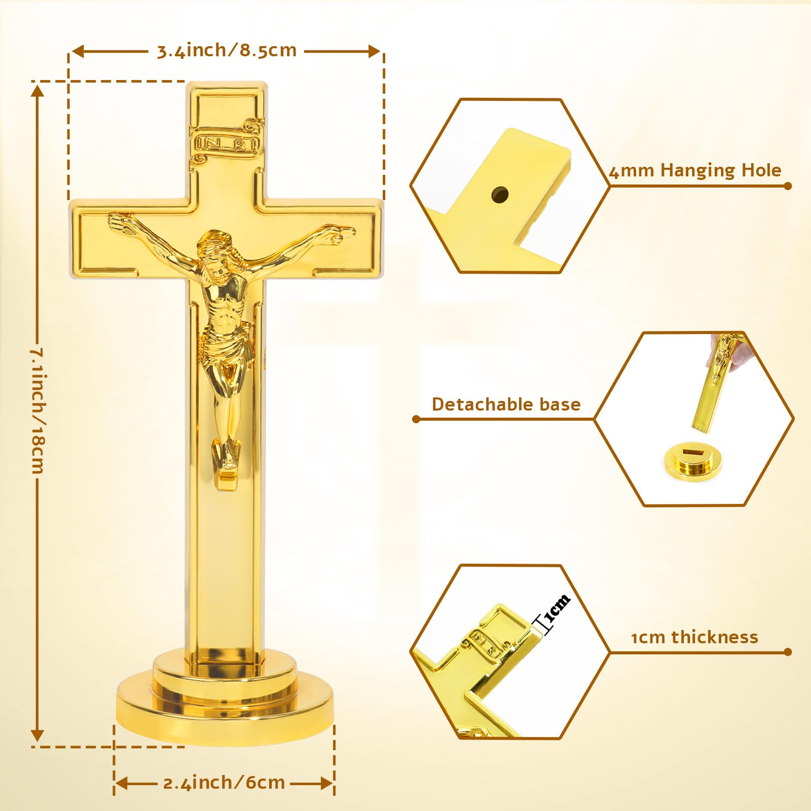 NCPLYGOU 12pcs Crucifix Cross Catholic,Crucifix Standing Cross,Tabletop Cross,Plastic Desktop Wall Mounted Jesus Christ Catholic