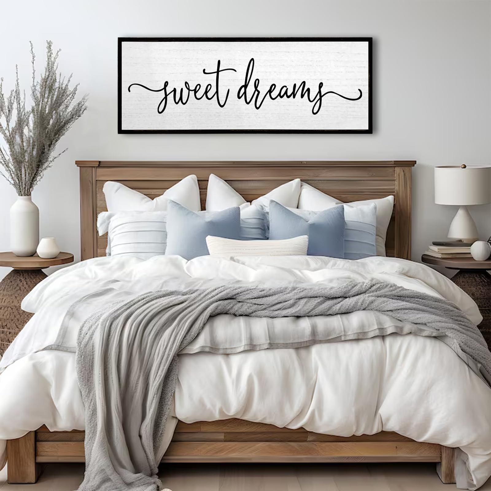 Sweet Dreams Wall Decor Above Bed Sign 24    10   Large Wood Framed Master Bedroom Guest Room Sweet Dreams Signs Farmhouse Rusti