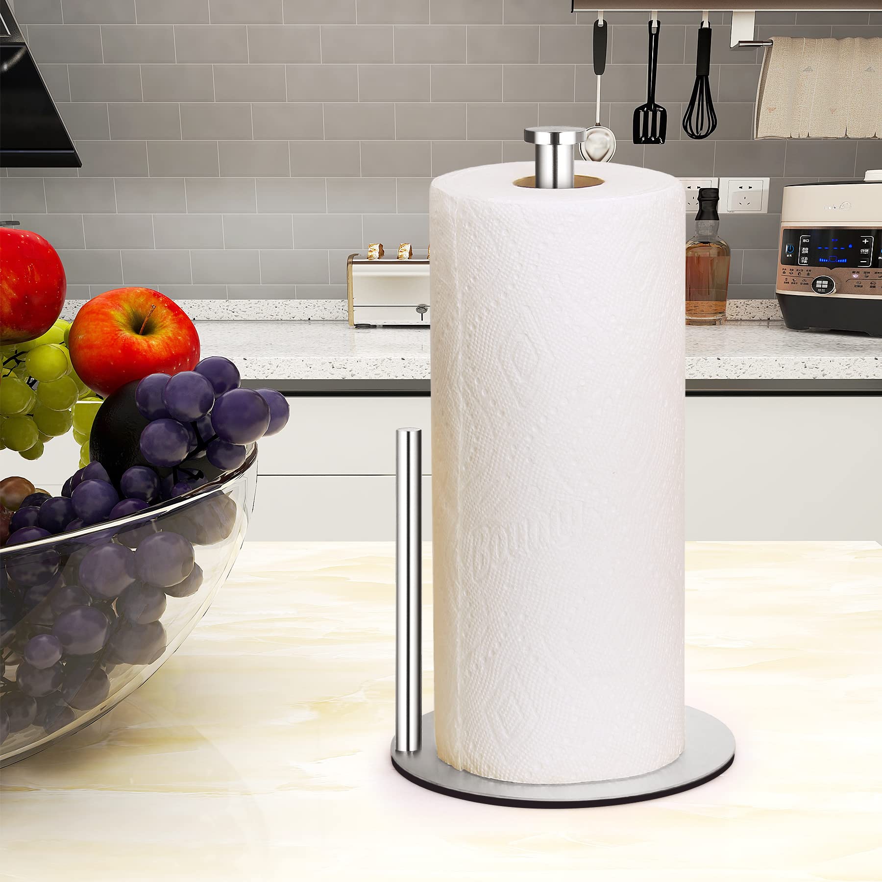 Paper Towel Holder Countertop  OBODING  Stainless Steel Kitchen Paper Towel Holder Stand for Kitchen Organization  Stainless Steel Paper Towel Holders for Standard and Large Rolls (Silver)