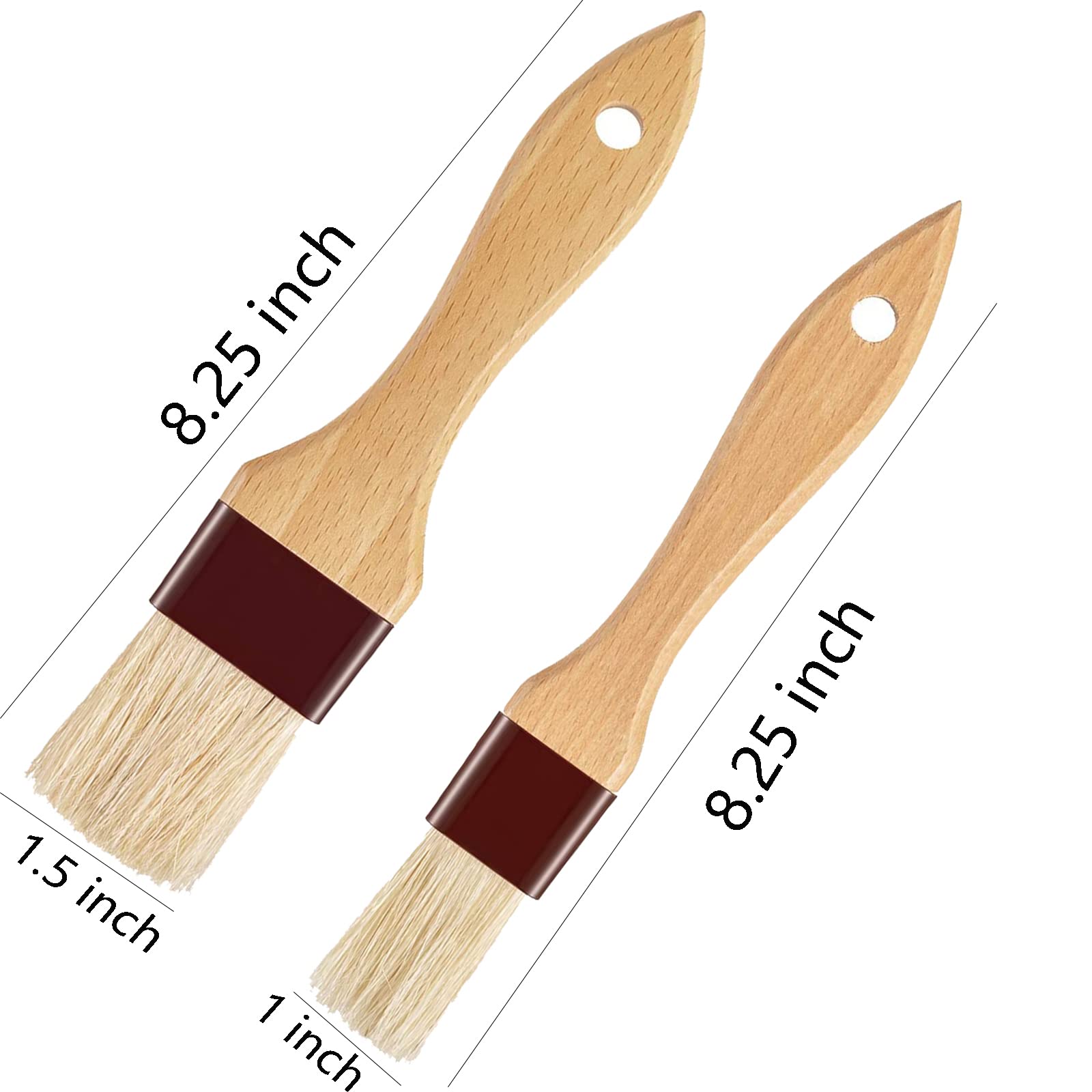 Basting Brush-Pastry Brush,Oil Brush For Cooking,Boar Bristles Bbq Brushes For Grill,Beech Wooden Handle Food Brush For Baking/S