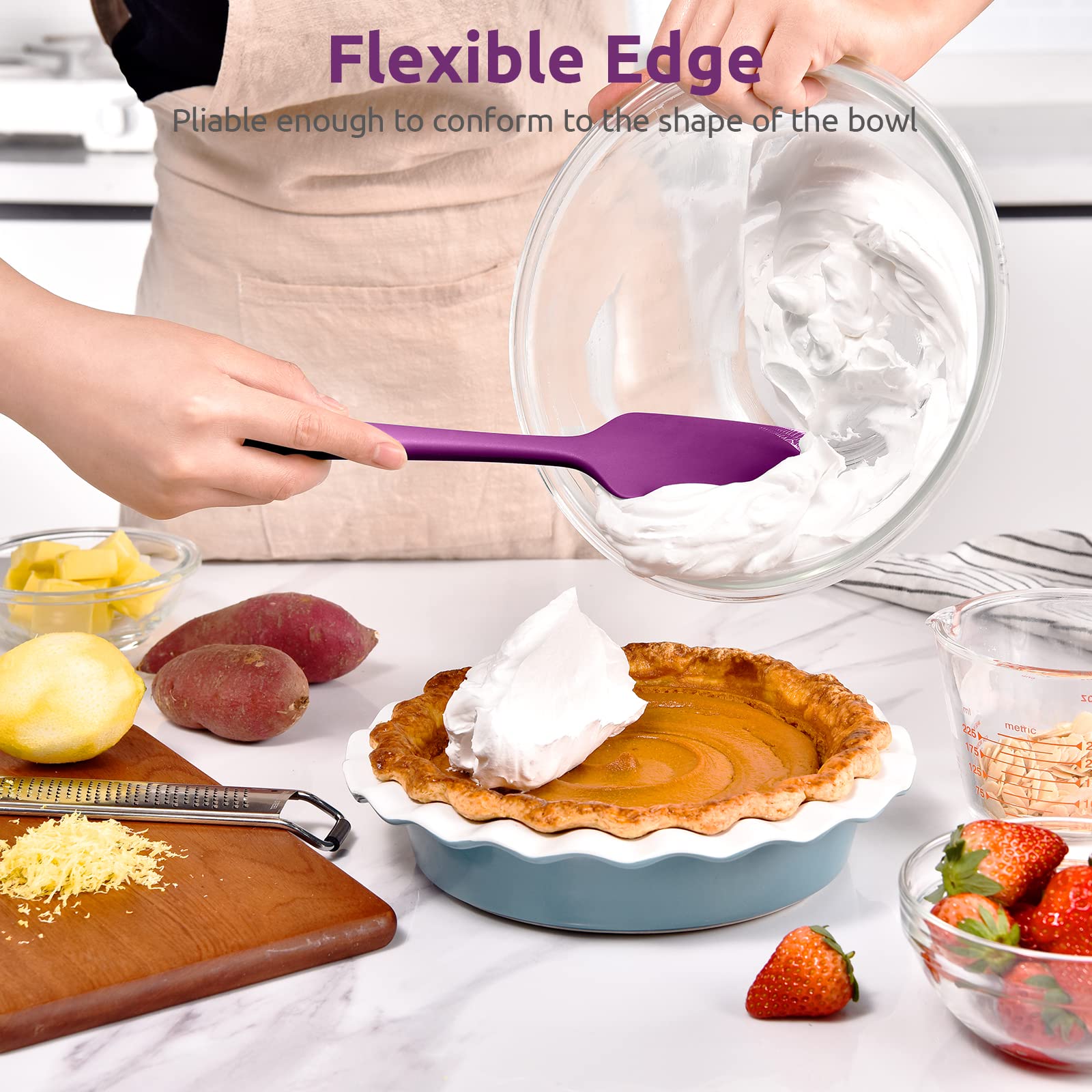 Heat Resistant Silicone Large Spatula: U-Taste 600F High Heat Flexible 11.38In Silicon Mixing Stirring Cooking Scraping Baking B