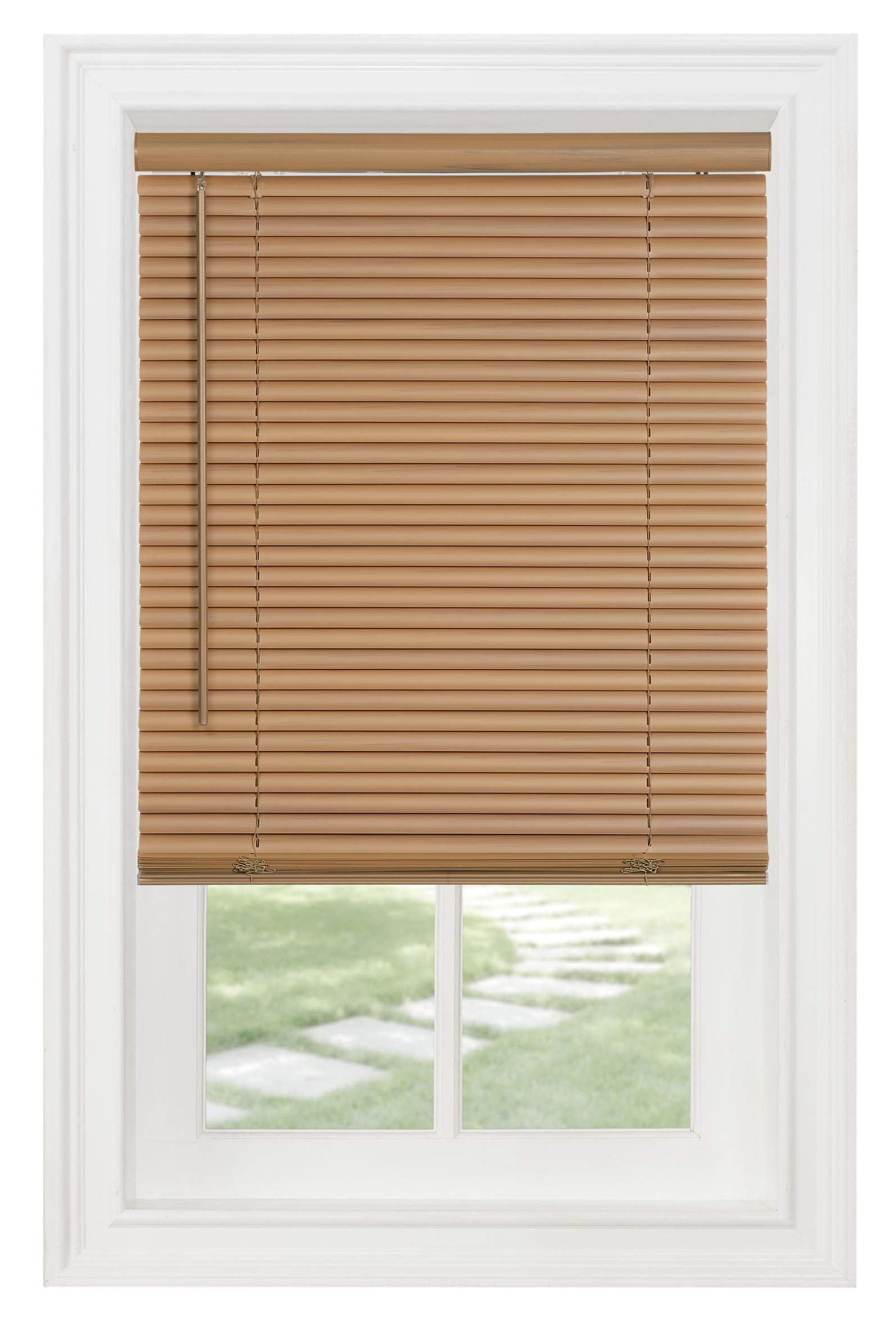 PowerSellerUSA 1 Slats Cordless Window Blinds, 64L x 33W Inches Solid Pattern Light Filtering Vinyl Indoor-Outside Ceiling Mount