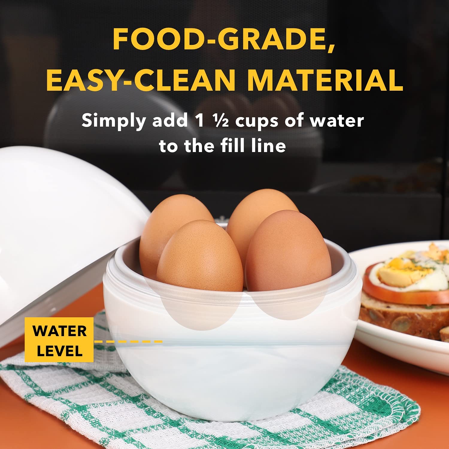 Eggfecto Egg Cooker For Microwave - 4 Egg Capacity Microwave Egg Cooker For Hard Boiled Eggs | Food-Grade Soft, Medium And Hard