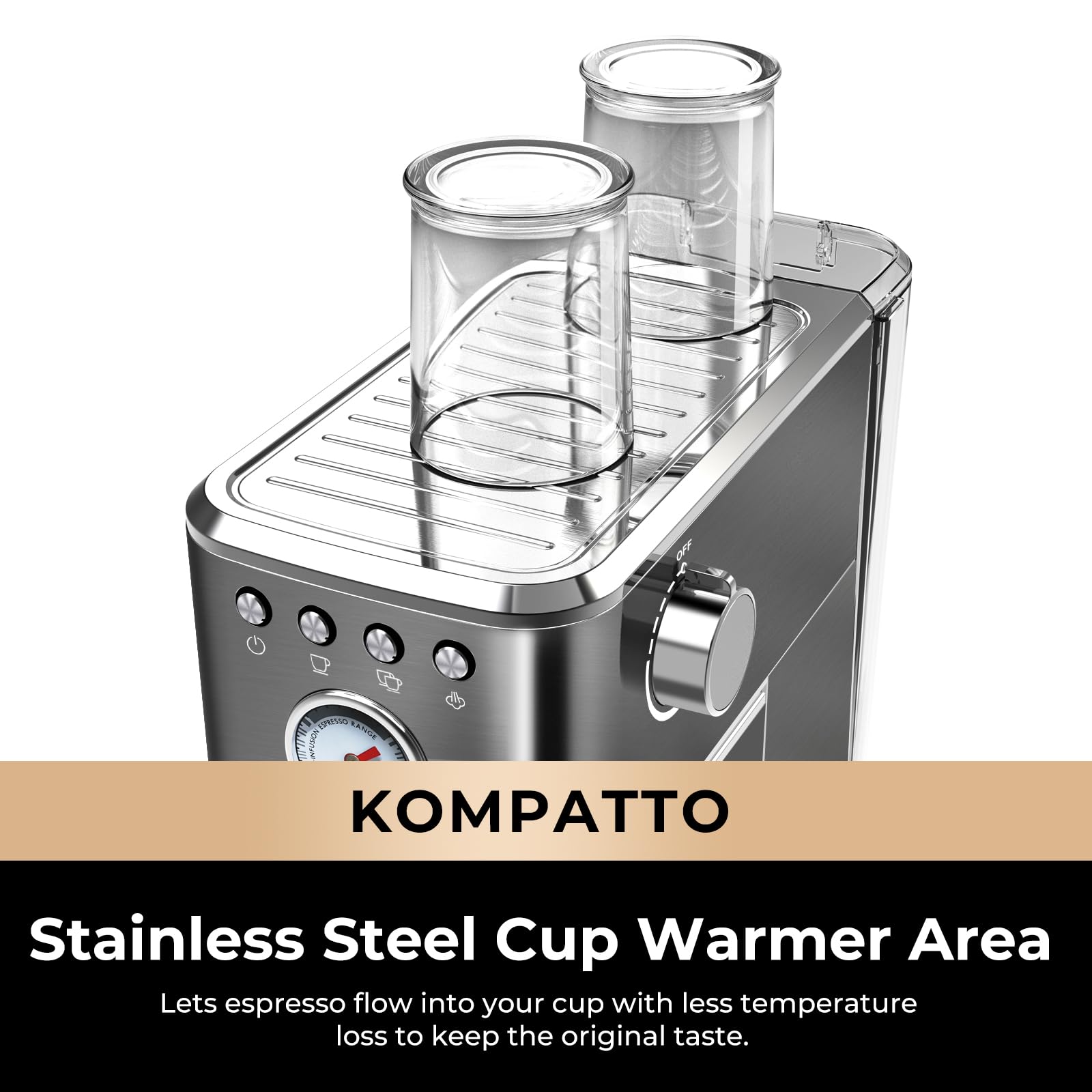 Chulux Slim Espresso Machine With Milk Frother Steam Wand, 20 Bar Professional Italian Pump Semi Automatic Espresso Coffee Machi