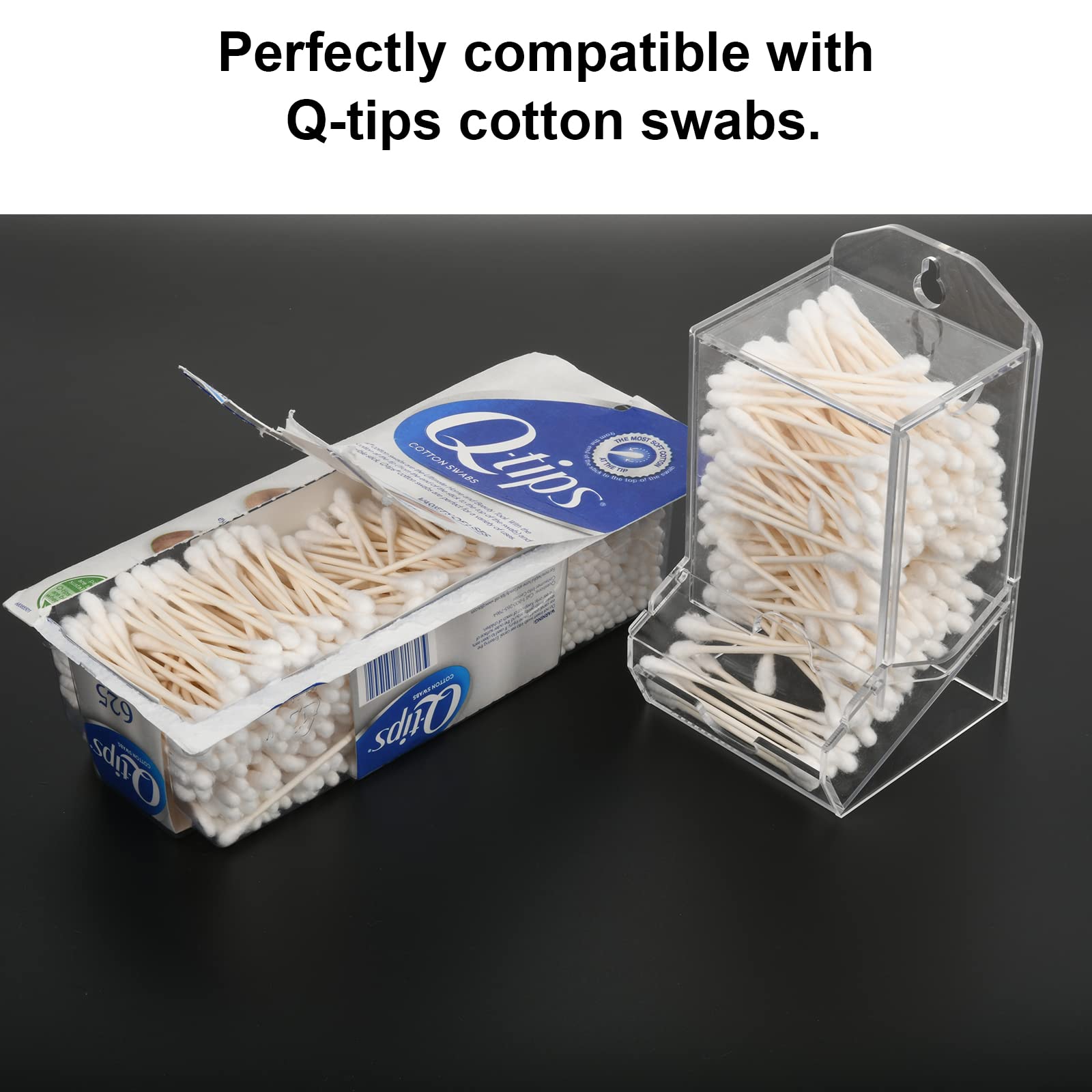Beautyflier Qtip Dispenser Cotton Swab Holder, Large Acrylic Q Tip Dispenser Storage Organizer Modern Containers Countertop Deco