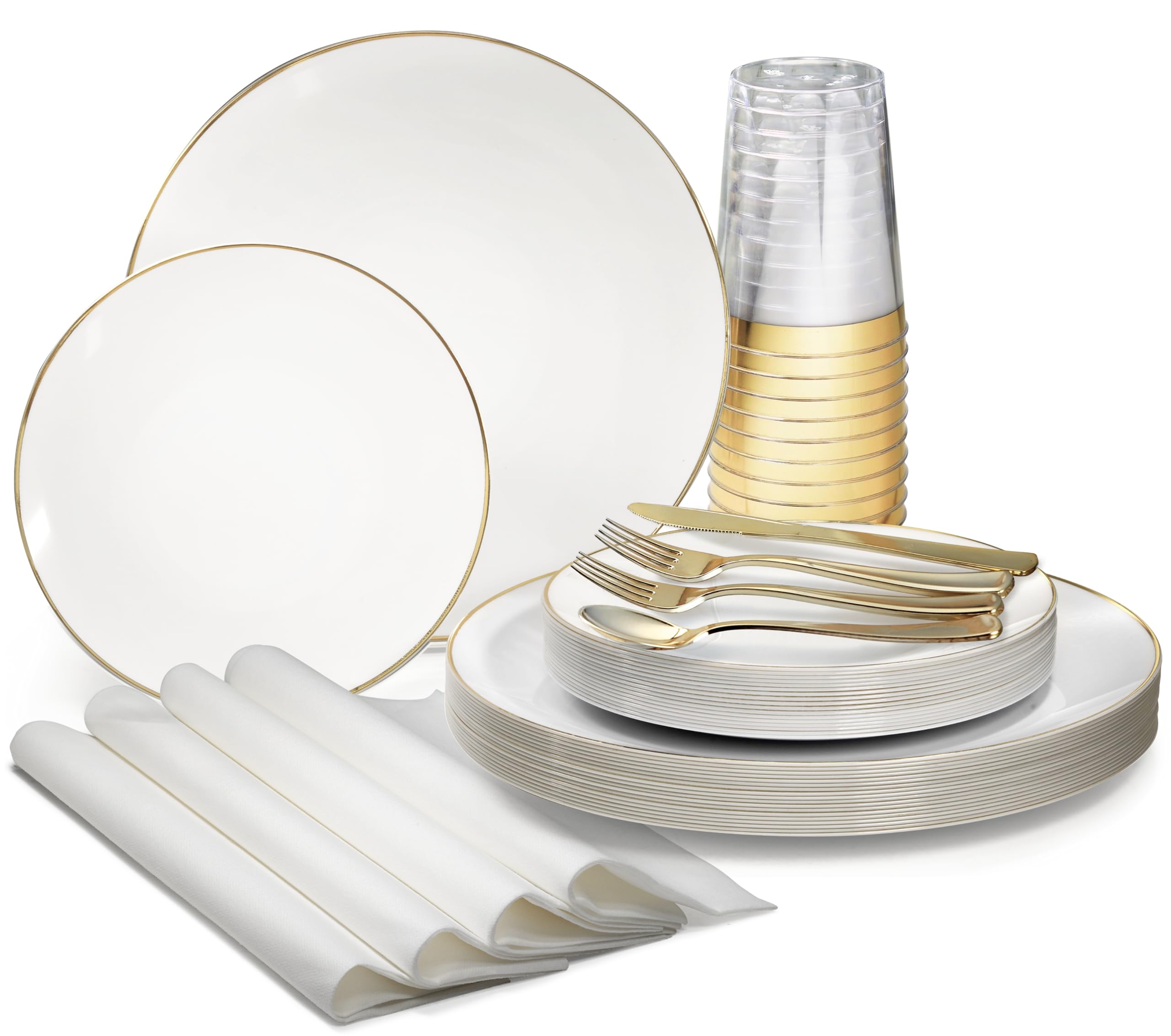 ' Occasions '' 960Pcs Set (120 Guests)-Wedding Party Disposable Plastic Plate Set -120 X 10.25'' + 120 X 7.5'' + Silverware + C