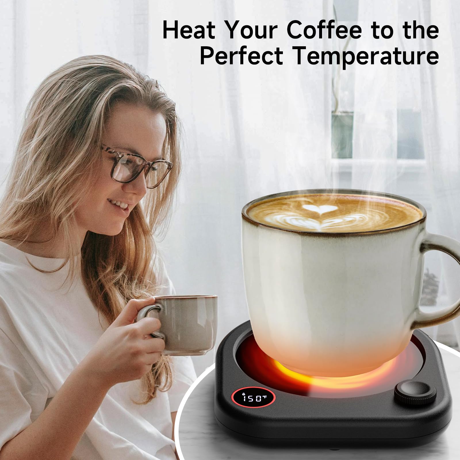 Oracer Coffee Mug Warmer For Desk, Electric Cup Heater For Tea Milk Beverages With Adjustable Temperature Display, Auto Shut Off