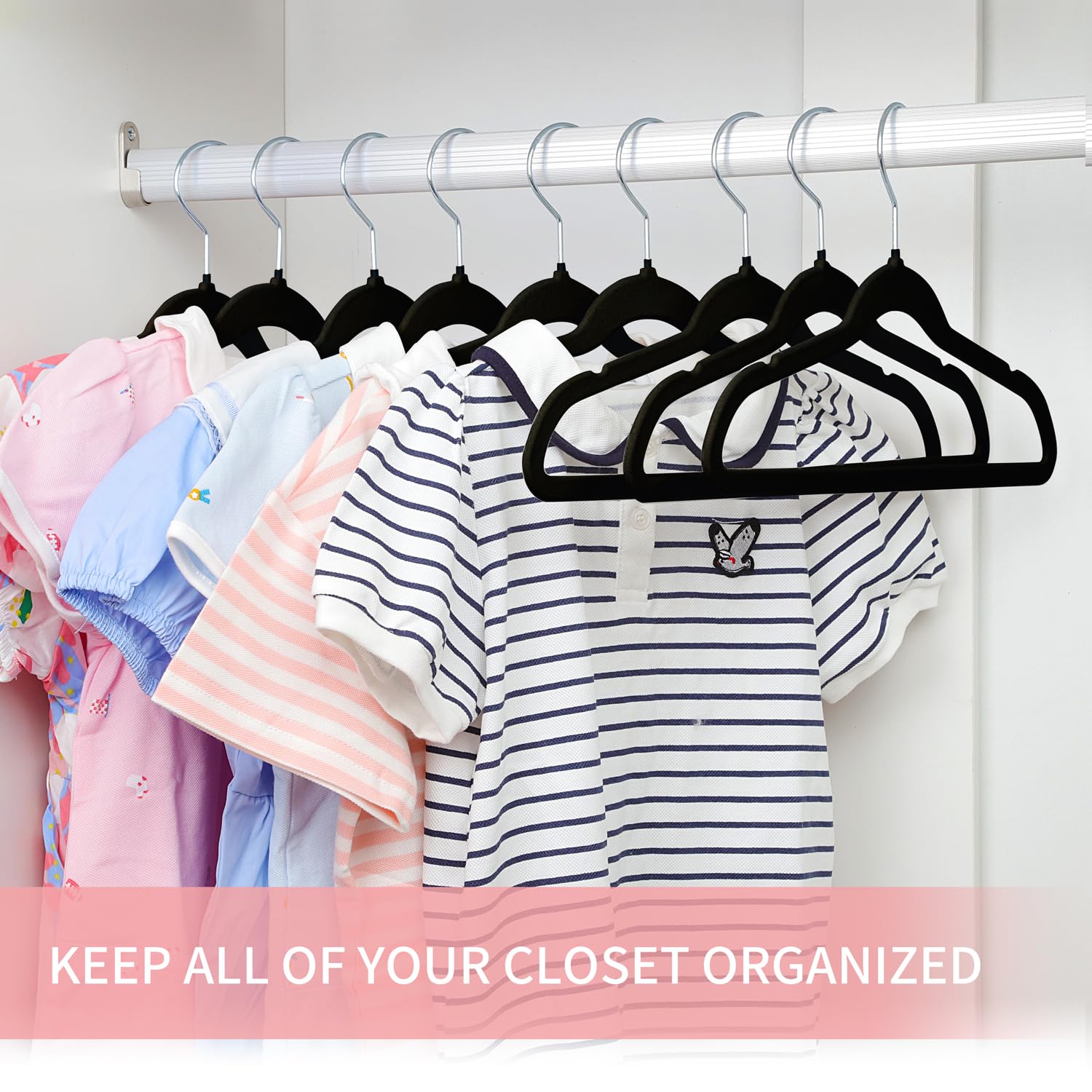 Mangokit Children'S Velvet Hangers,Non-Slip Children'S Clothes Hangers,Ultra-Slim Space Saving Clothes Hangers,360 Rotatory Hook