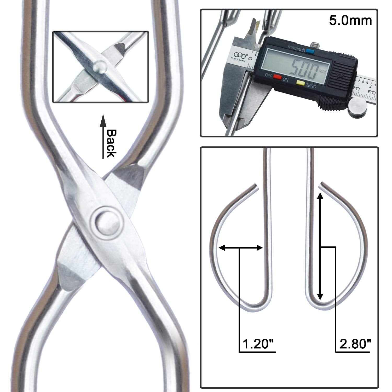 Hinmay Scissor Tongs 10-Inch And 13-Inch Set Heavy Duty Stainless Steel Wire Tongs, Set Of 2