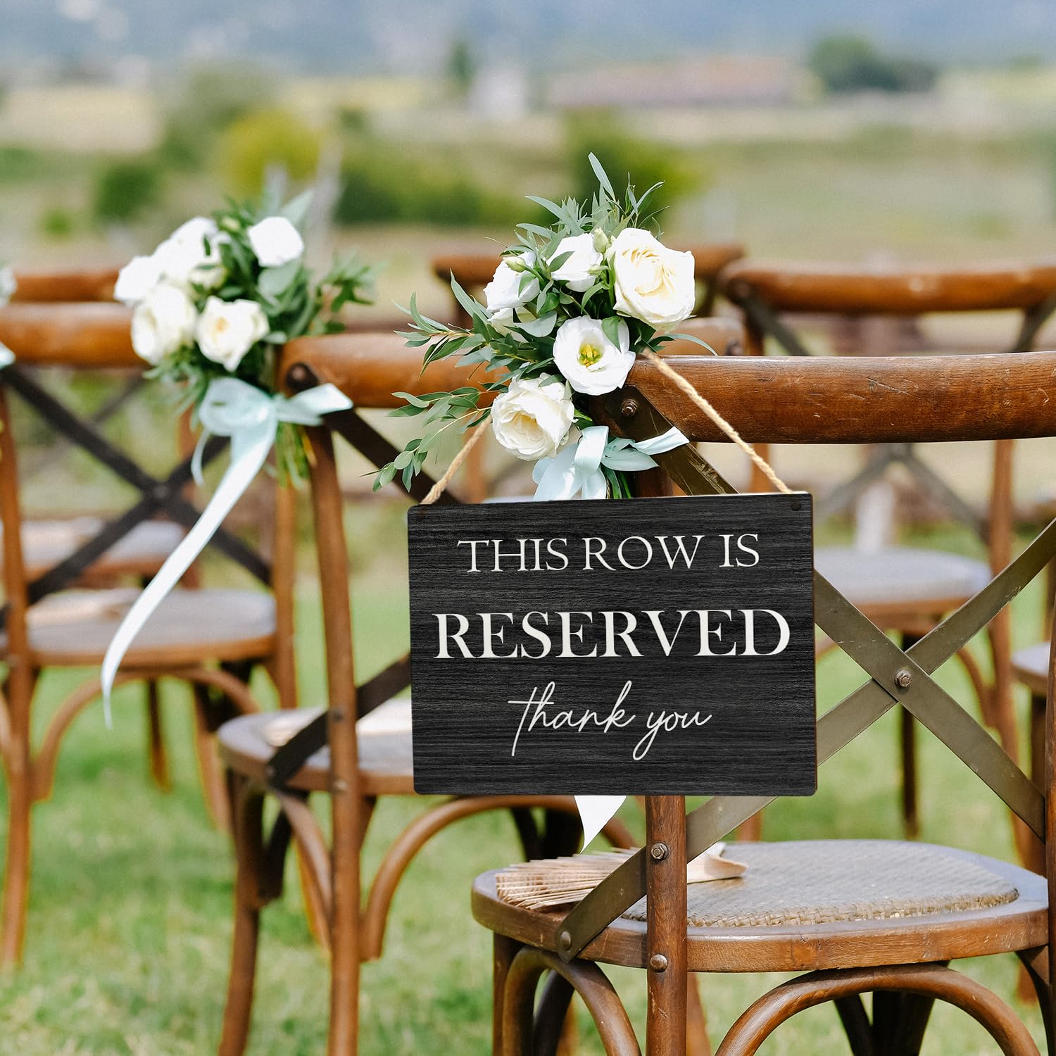 Ryeolo Wedding Reserved Signs, Wooden Hanging Signs, 10.2x7.8 Inches (Black)