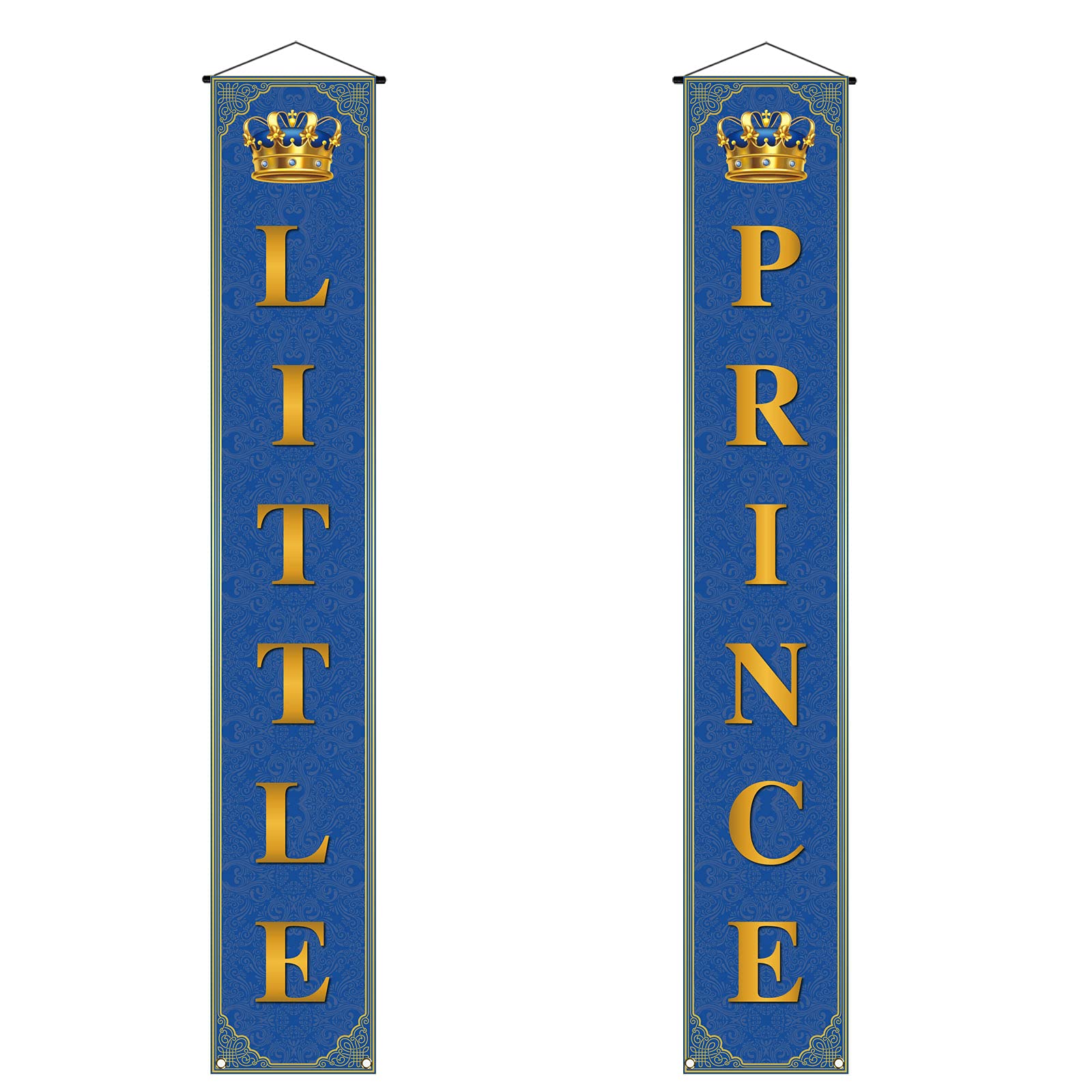 Royal Prince Baby Shower Decoration For Boy Little Prince Porch Banner Blue And Gold Little Prince Crown Royal Celebration Party