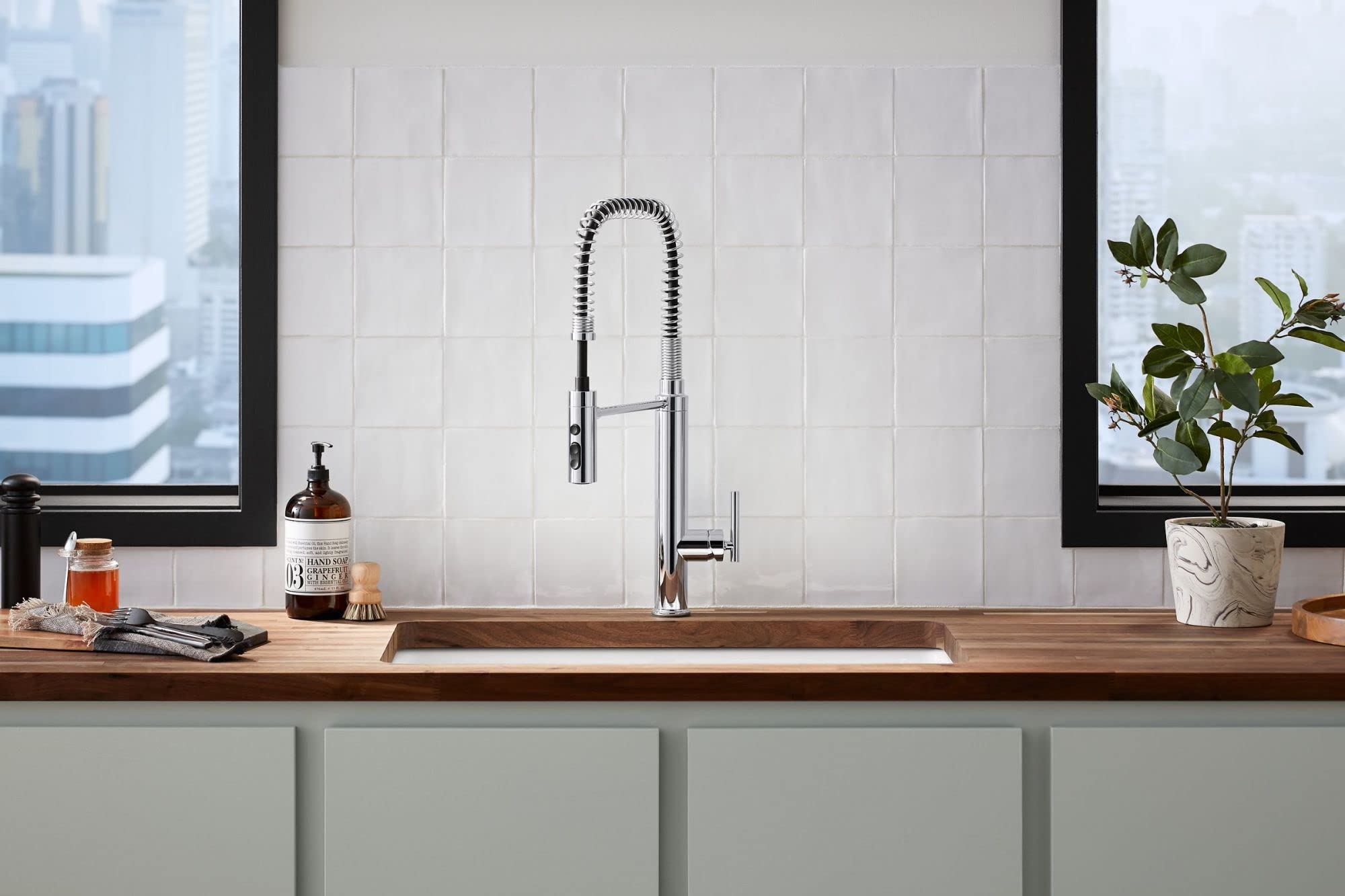 Kohler K-24982-2Mb Purist Semi-Professional Pull-Down Kitchen Sink Faucet, Commercial Kitchen Sink Faucet With Sprayhead, Vibran