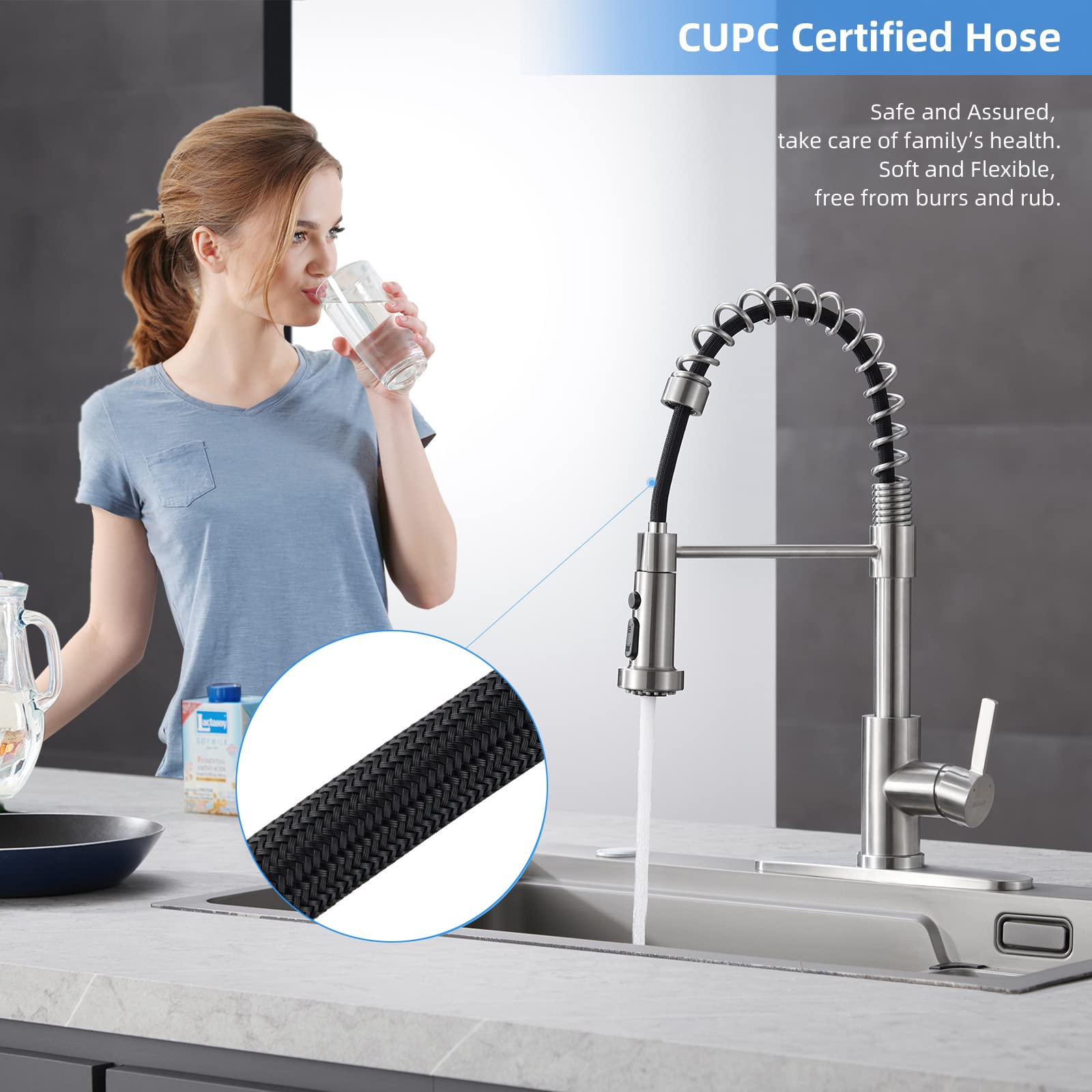 Guukar Kitchen Faucet With Pull Down Sprayer Commercial Kitchen Sink Faucet Single Handle Faucet For Kitchen Sink With Deck Plat