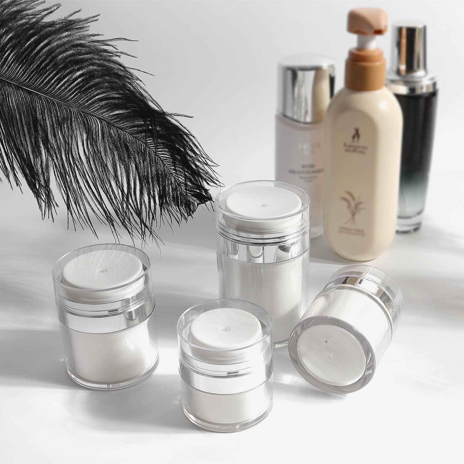 2Pack 50Ml Airless Pump Jar - 1.7 Oz Moisturizer Pump Dispenser, Lotion Dispenser, Drunk Elephant Container For Thick Moisturize