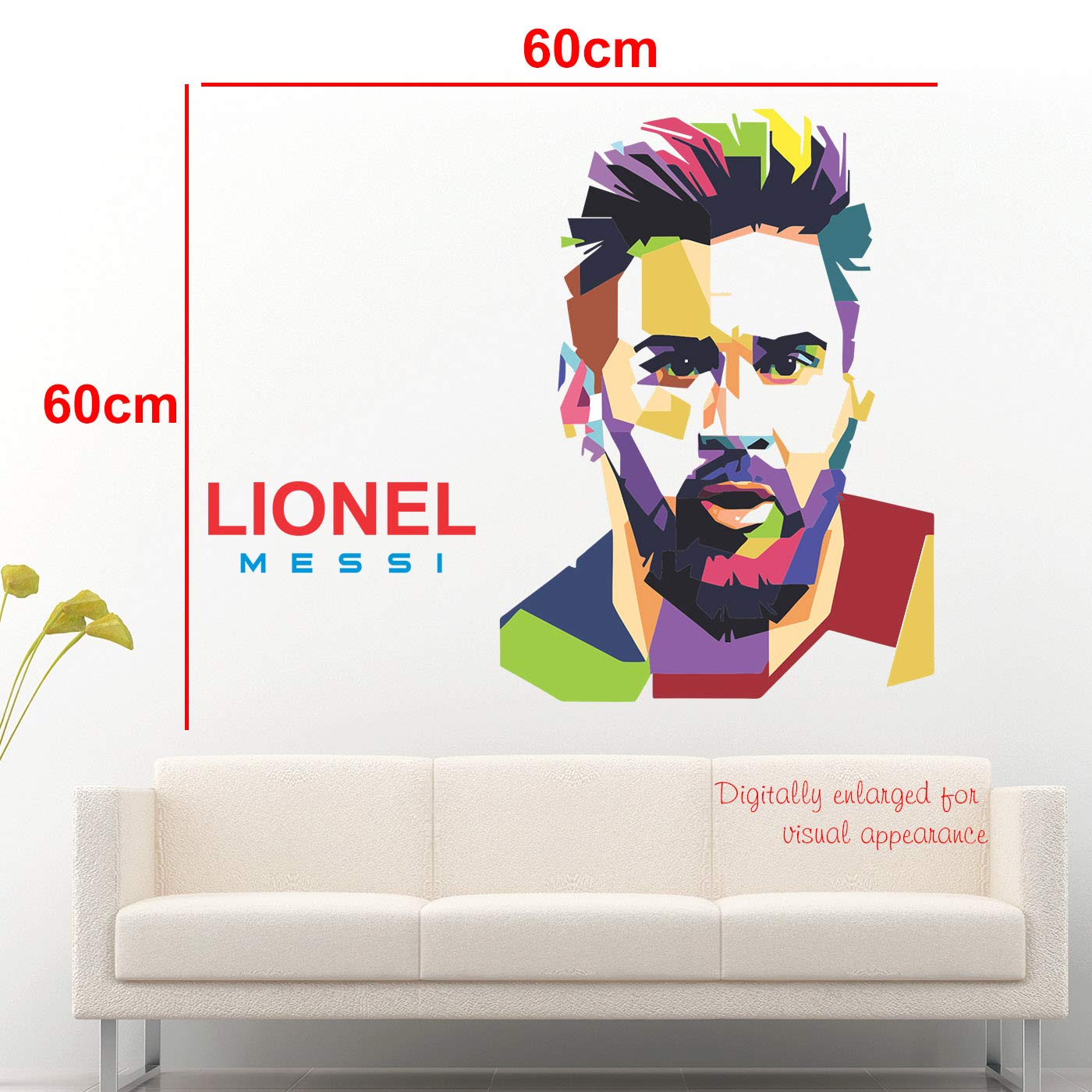 Stickme 'Lionel Messi - Football - Sports - Inspiration - Colorful - Warp - Art - Creative Wall Sticker ' -Sm587 (Multi Colour,