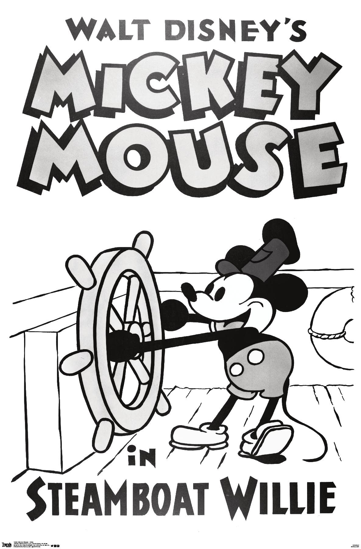 Trends International Disney Mickey Mouse - Steamboat Willie Wall Poster, 14.725'' X 22.375'', Premium Unframed Version